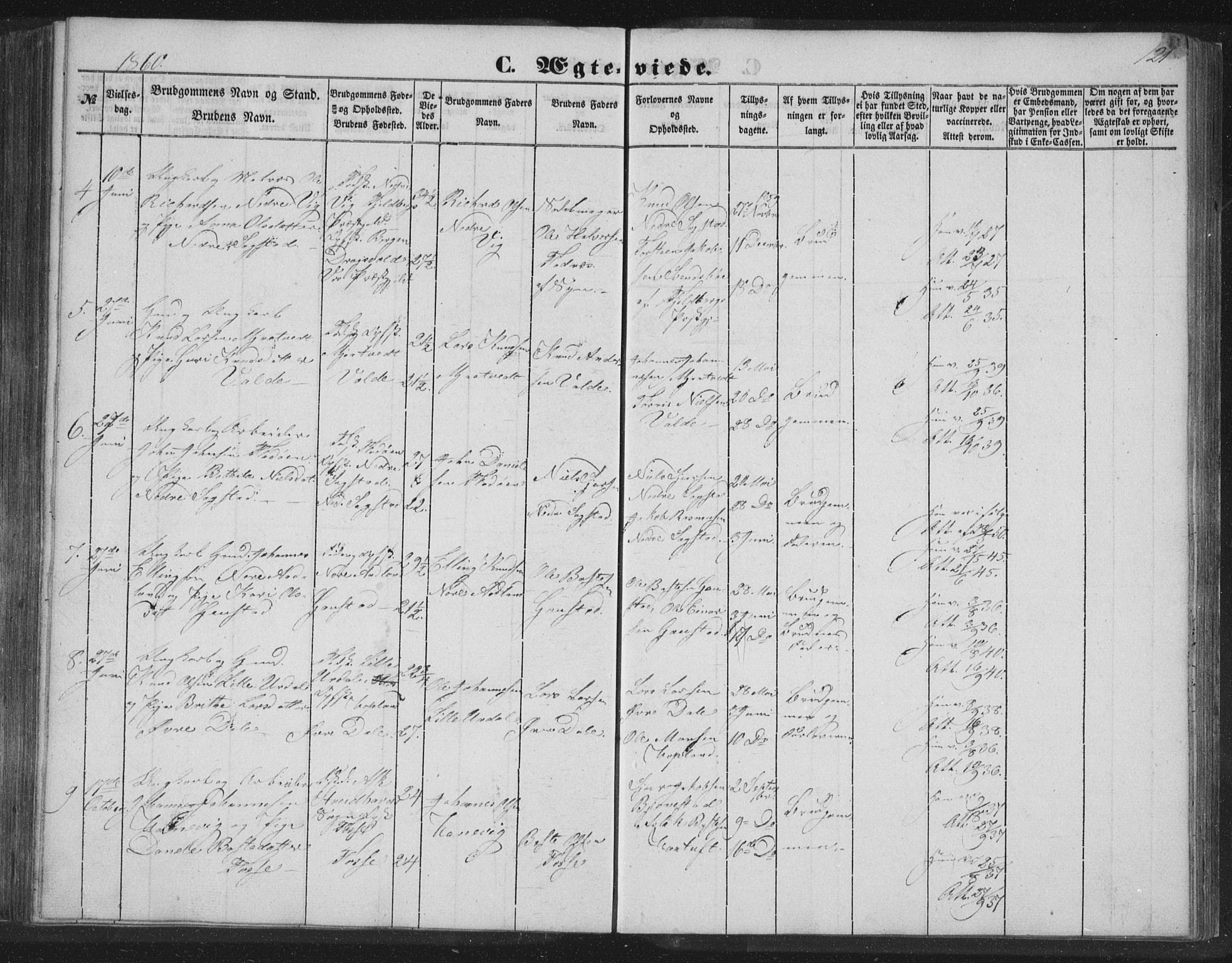 Alversund Sokneprestembete, AV/SAB-A-73901/H/Ha/Hab: Parish register (copy) no. C 1, 1851-1866, p. 121