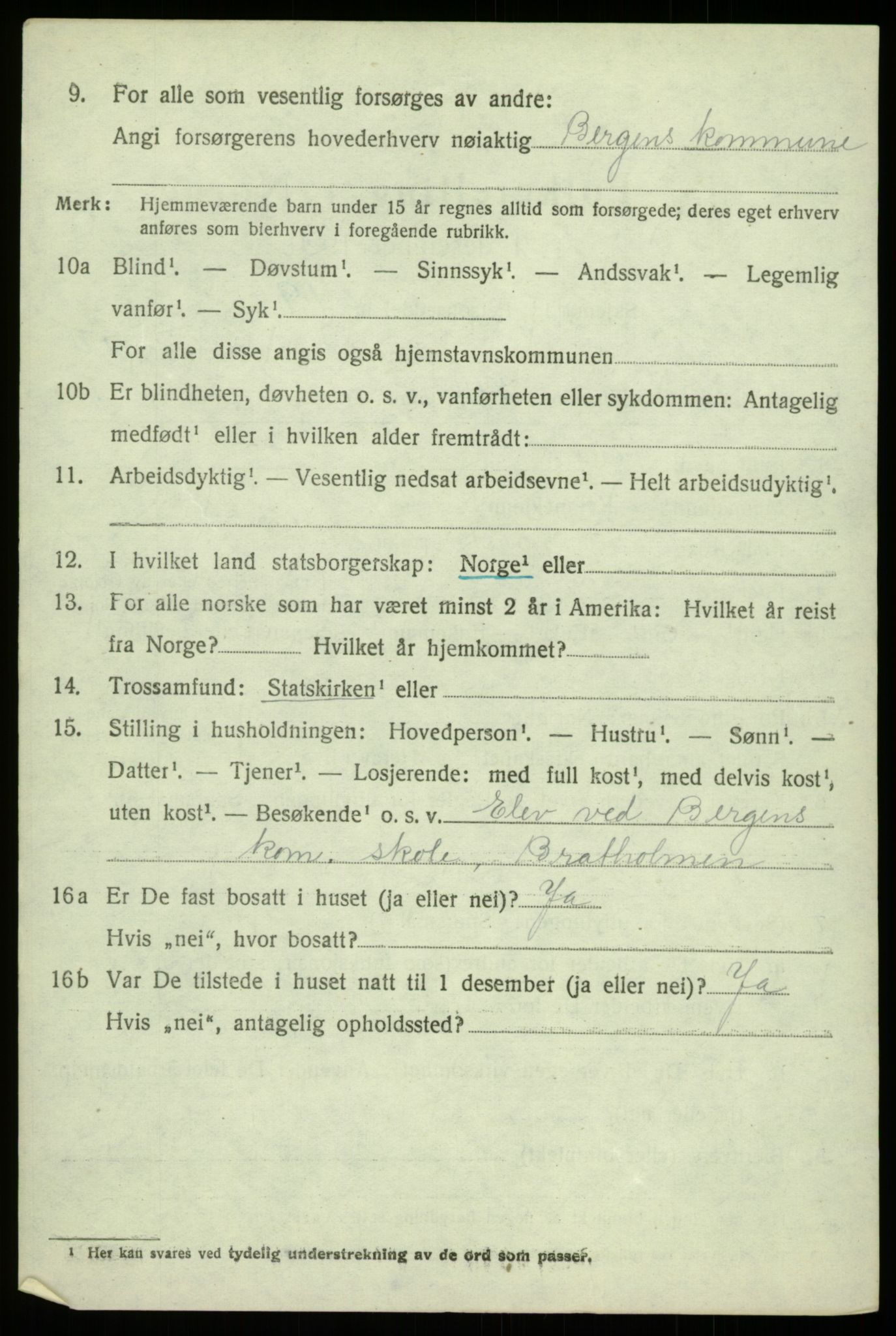 SAB, 1920 census for Fjell, 1920, p. 9827