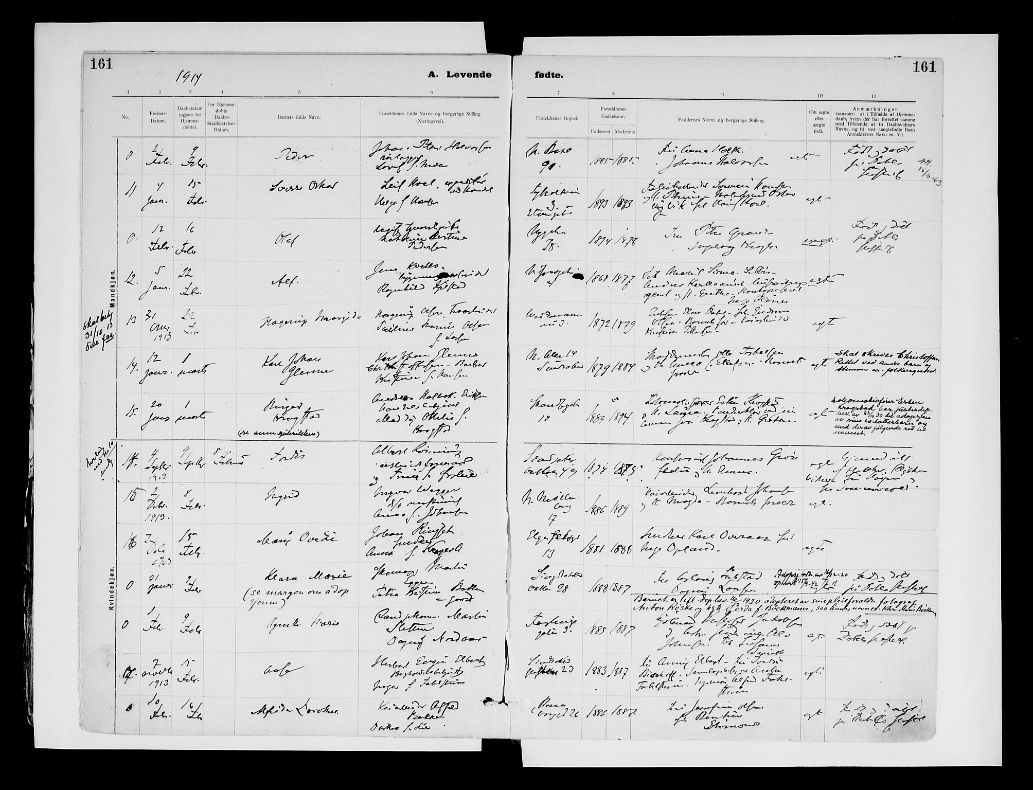 Ministerialprotokoller, klokkerbøker og fødselsregistre - Sør-Trøndelag, AV/SAT-A-1456/604/L0203: Parish register (official) no. 604A23, 1908-1916, p. 161