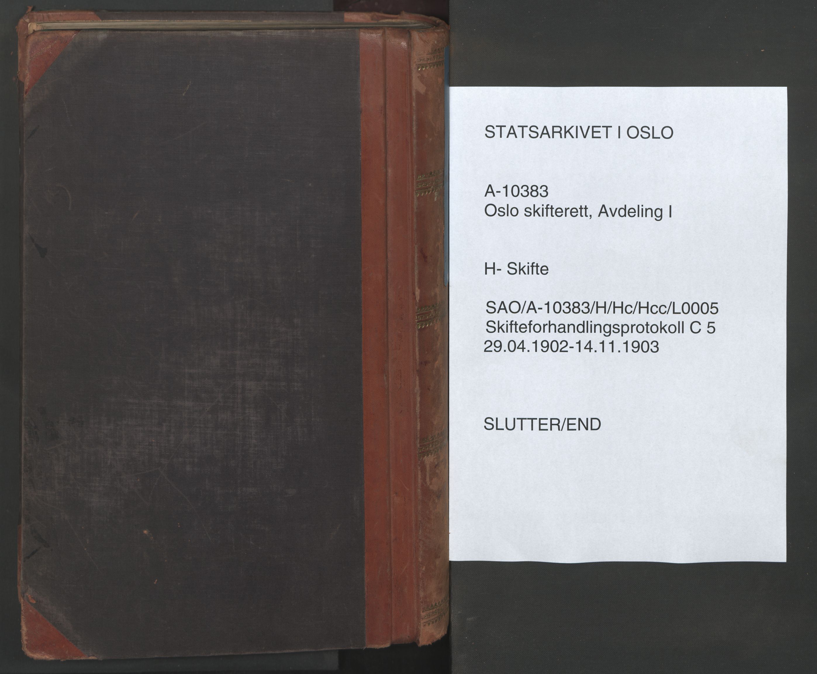 Oslo skifterett, SAO/A-10383/H/Hc/Hcc/L0005: Skifteforhandlingsprotokoll, 1902-1903