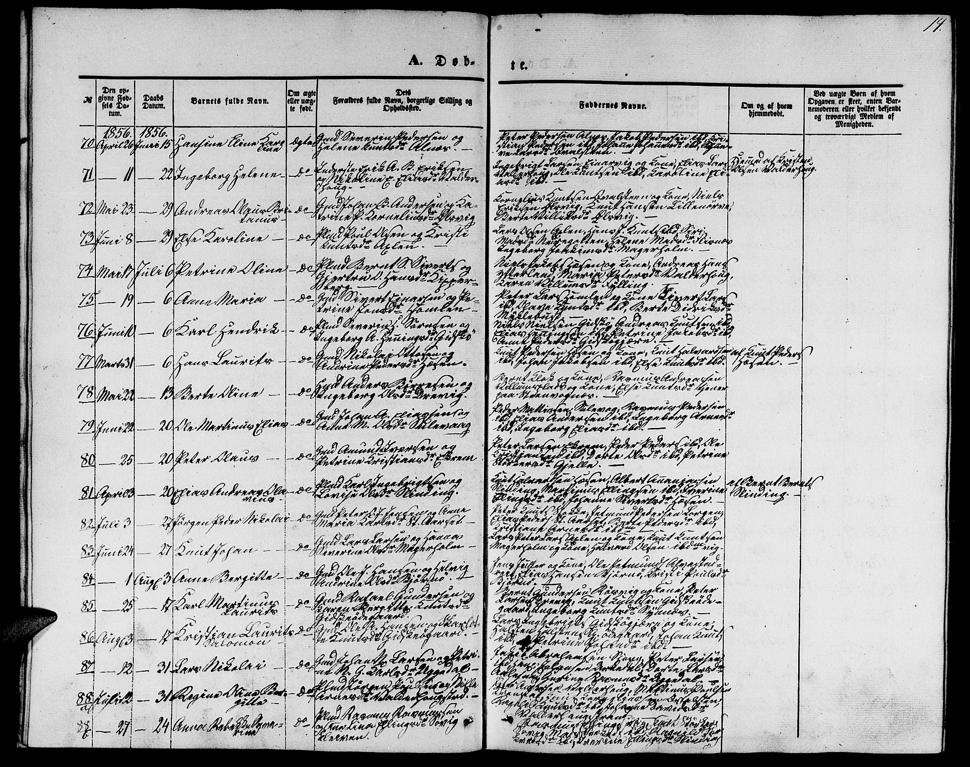 Ministerialprotokoller, klokkerbøker og fødselsregistre - Møre og Romsdal, AV/SAT-A-1454/528/L0427: Parish register (copy) no. 528C08, 1855-1864, p. 14