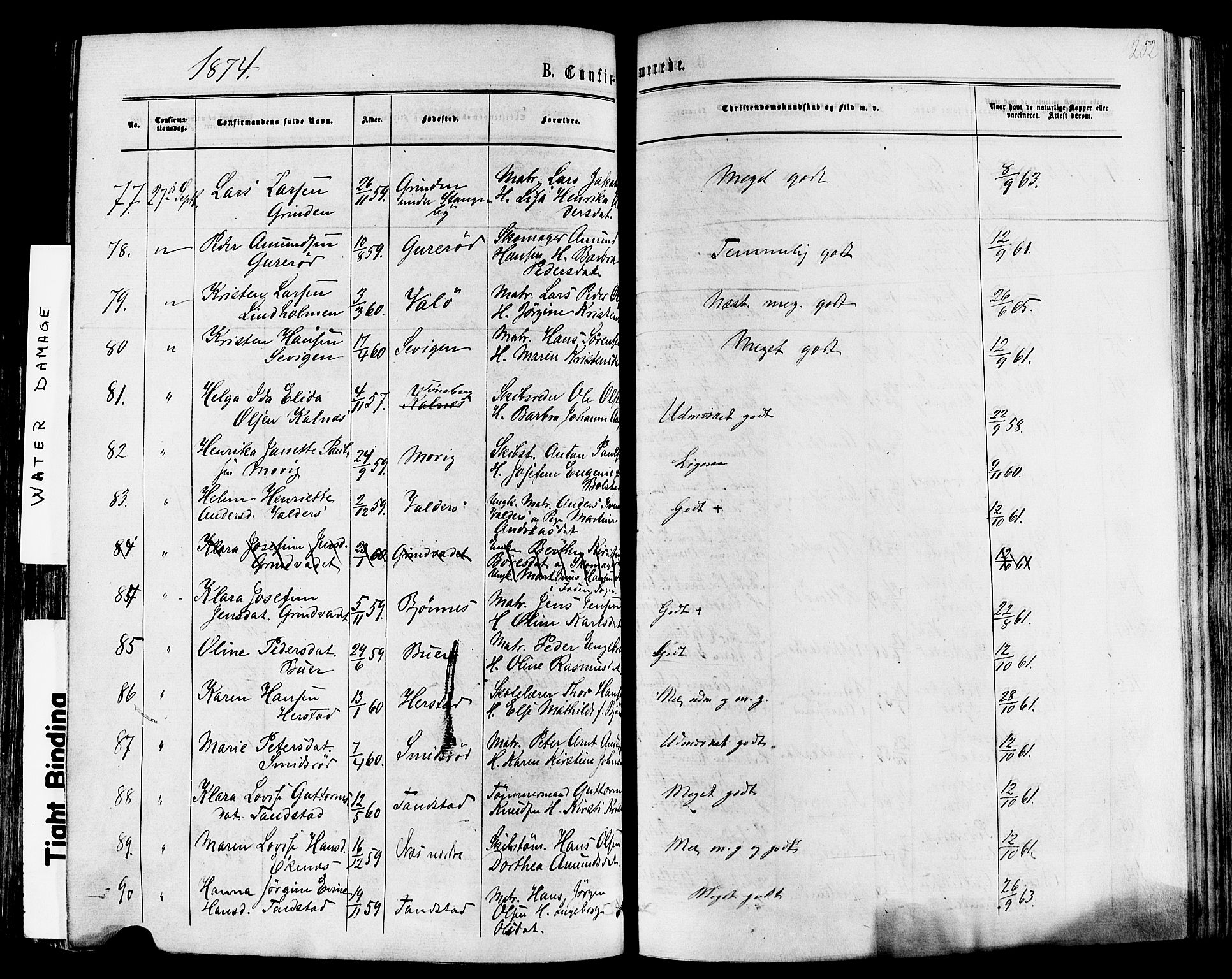 Nøtterøy kirkebøker, AV/SAKO-A-354/F/Fa/L0007: Parish register (official) no. I 7, 1865-1877, p. 252