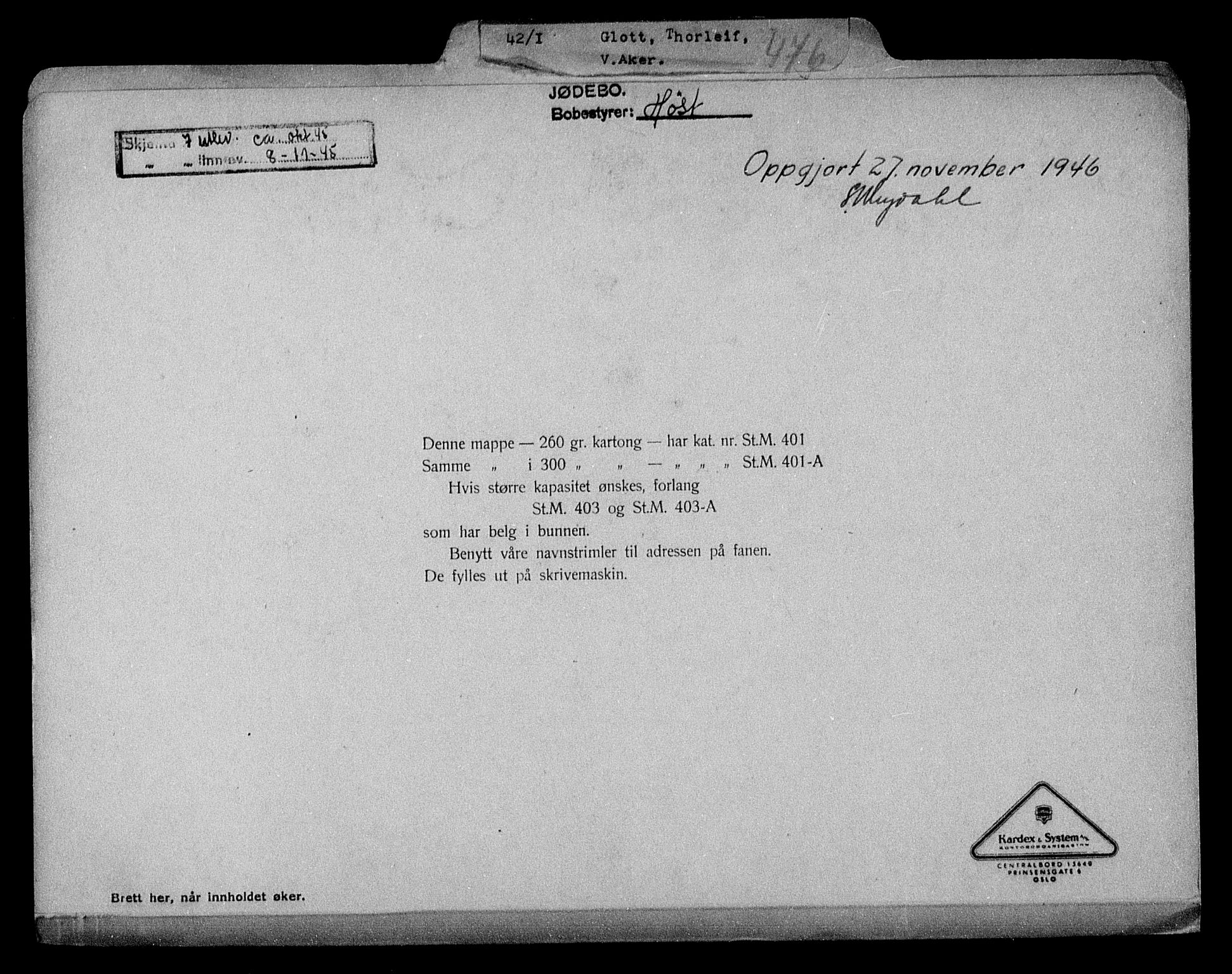 Justisdepartementet, Tilbakeføringskontoret for inndratte formuer, AV/RA-S-1564/H/Hc/Hcc/L0938: --, 1945-1947, p. 594
