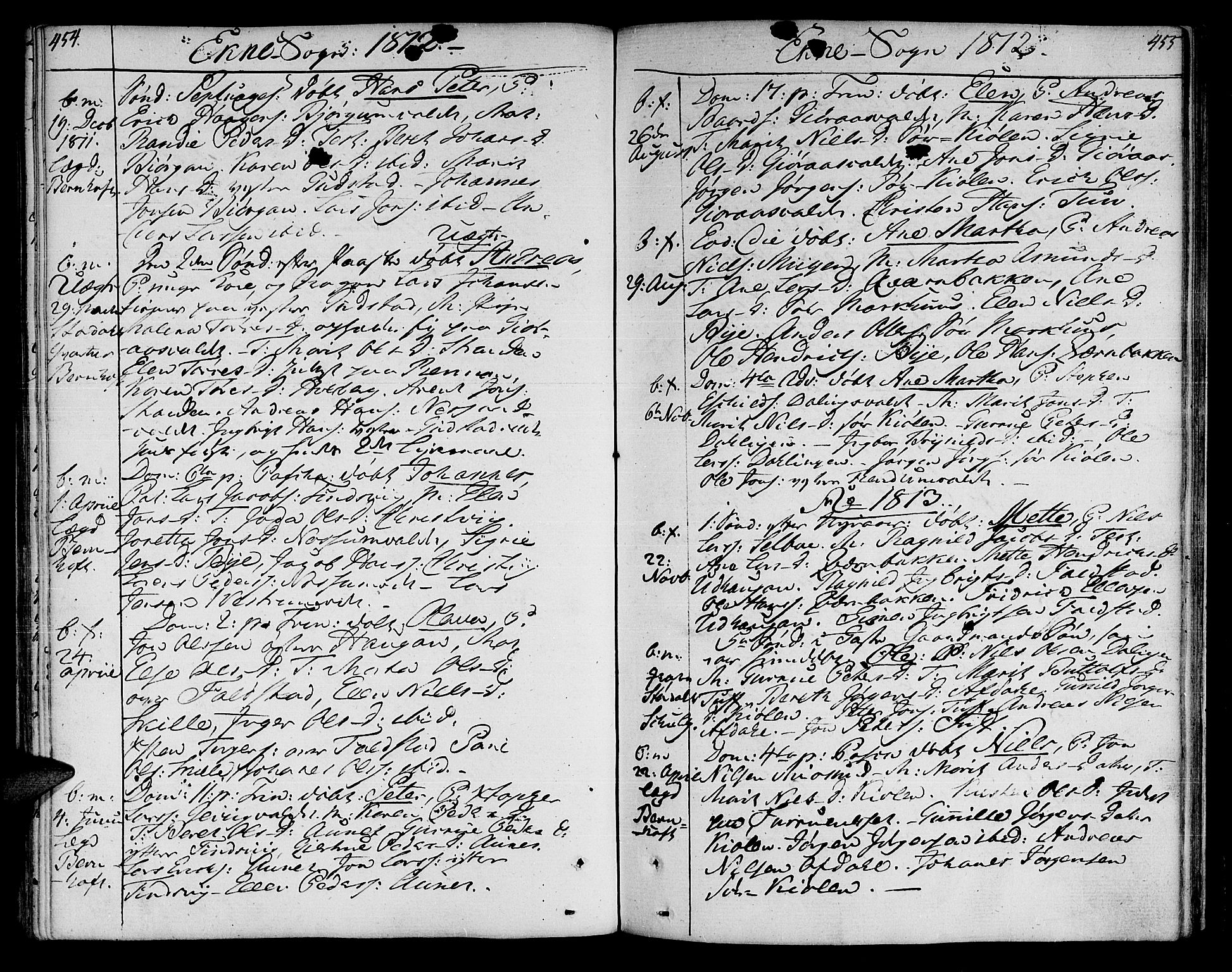 Ministerialprotokoller, klokkerbøker og fødselsregistre - Nord-Trøndelag, SAT/A-1458/717/L0145: Parish register (official) no. 717A03 /2, 1810-1815, p. 454-455