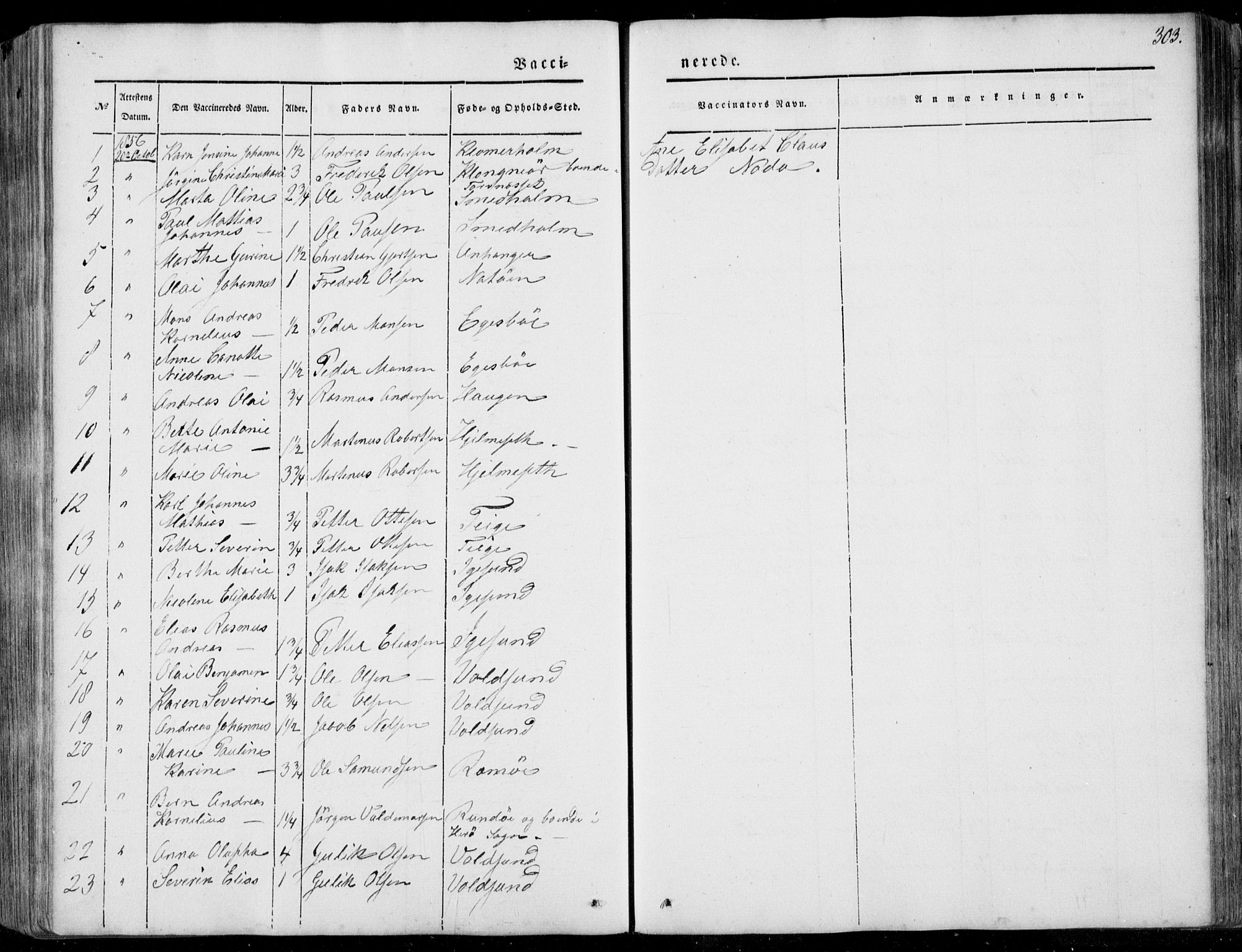 Ministerialprotokoller, klokkerbøker og fødselsregistre - Møre og Romsdal, AV/SAT-A-1454/507/L0070: Parish register (official) no. 507A05, 1842-1873, p. 303