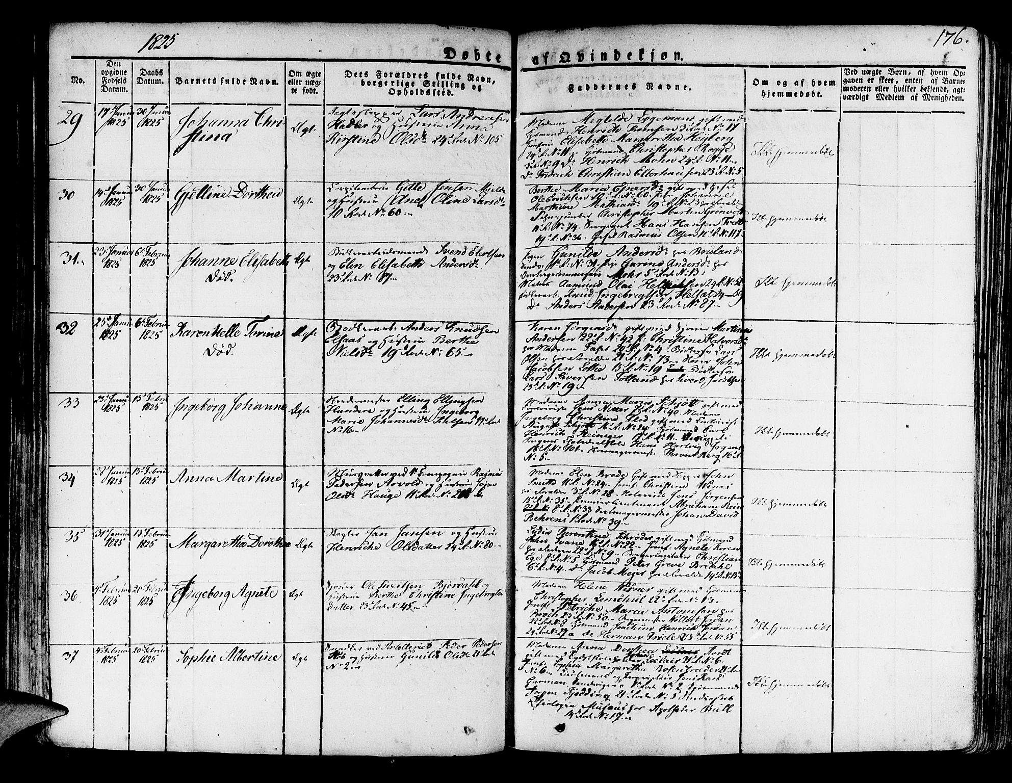 Korskirken sokneprestembete, AV/SAB-A-76101/H/Haa/L0014: Parish register (official) no. A 14, 1823-1835, p. 176