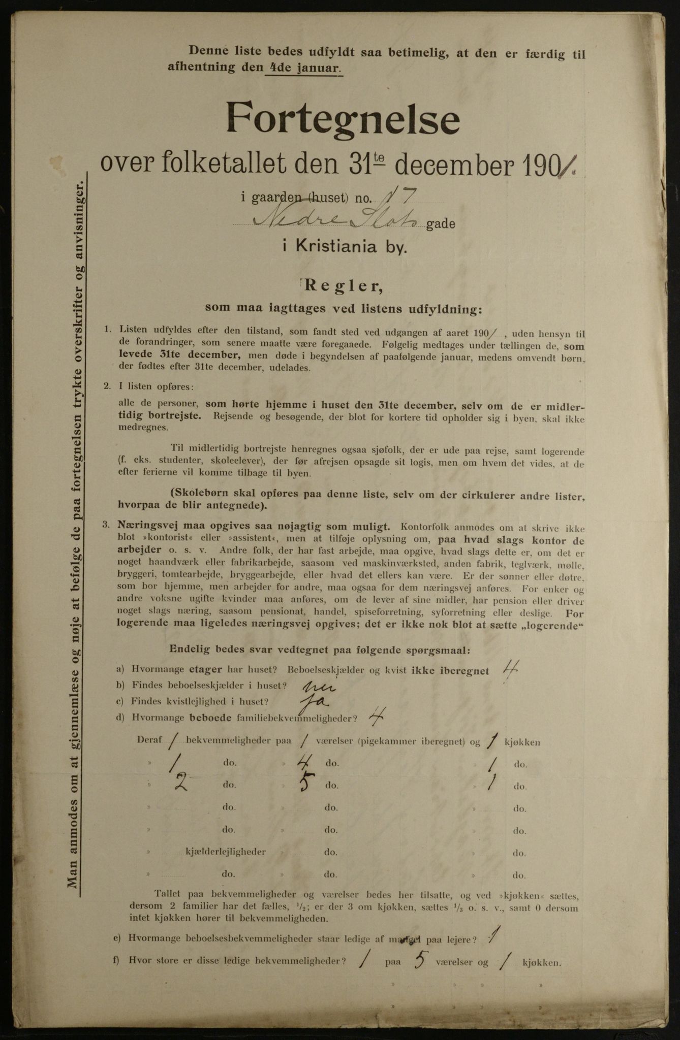 OBA, Municipal Census 1901 for Kristiania, 1901, p. 10663