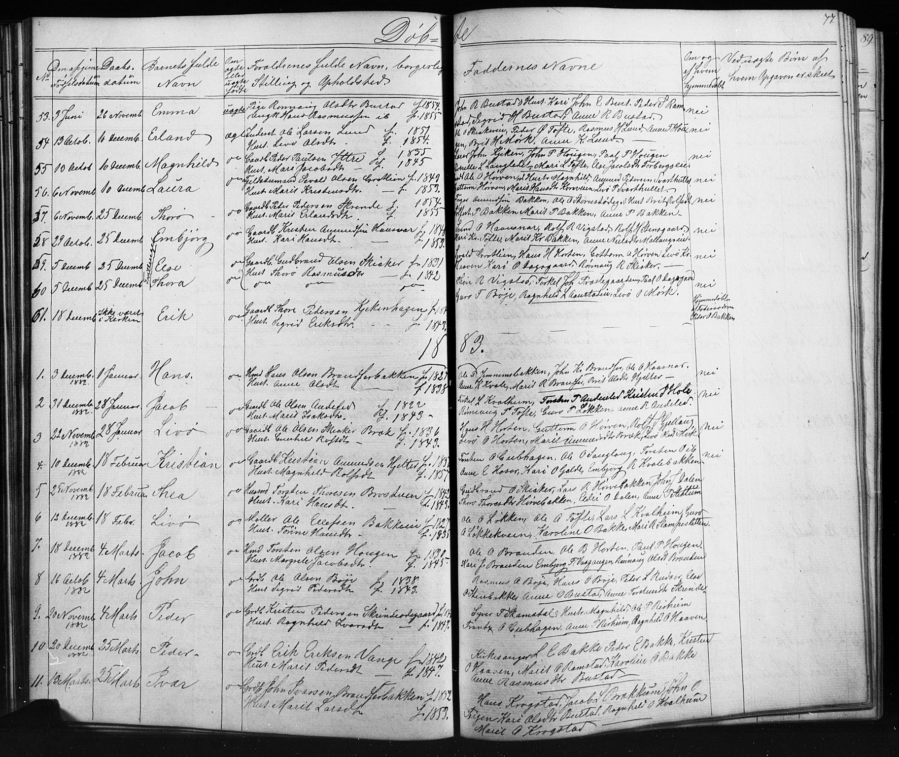 Skjåk prestekontor, SAH/PREST-072/H/Ha/Hab/L0001: Parish register (copy) no. 1, 1865-1893, p. 77