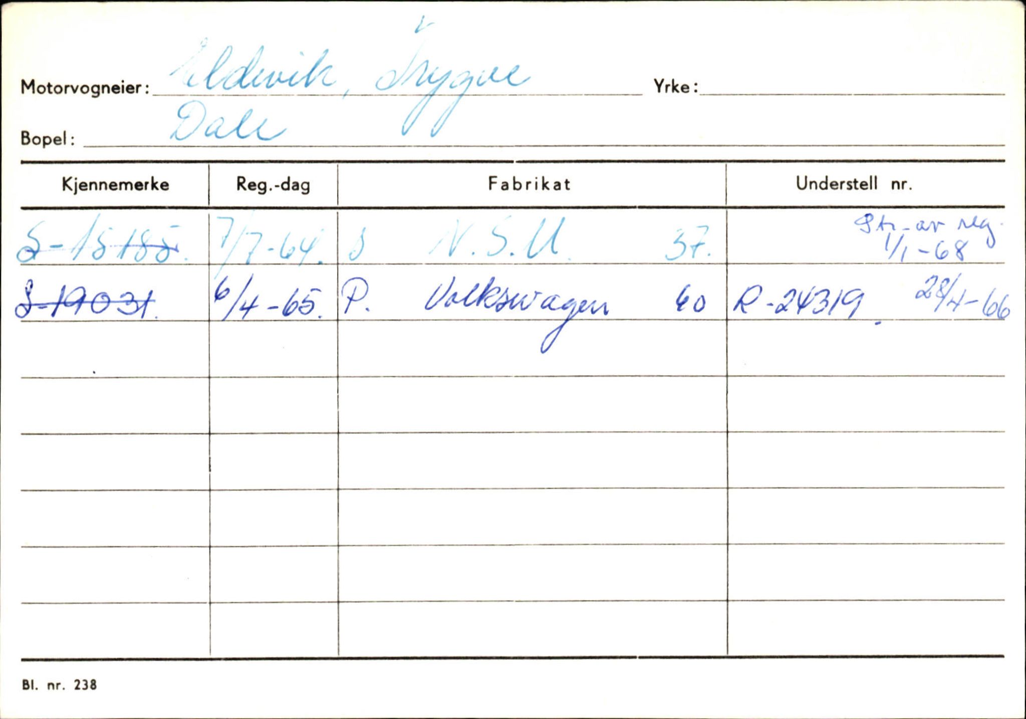 Statens vegvesen, Sogn og Fjordane vegkontor, AV/SAB-A-5301/4/F/L0125: Eigarregister Sogndal V-Å. Aurland A-Å. Fjaler A-N, 1945-1975, p. 1619