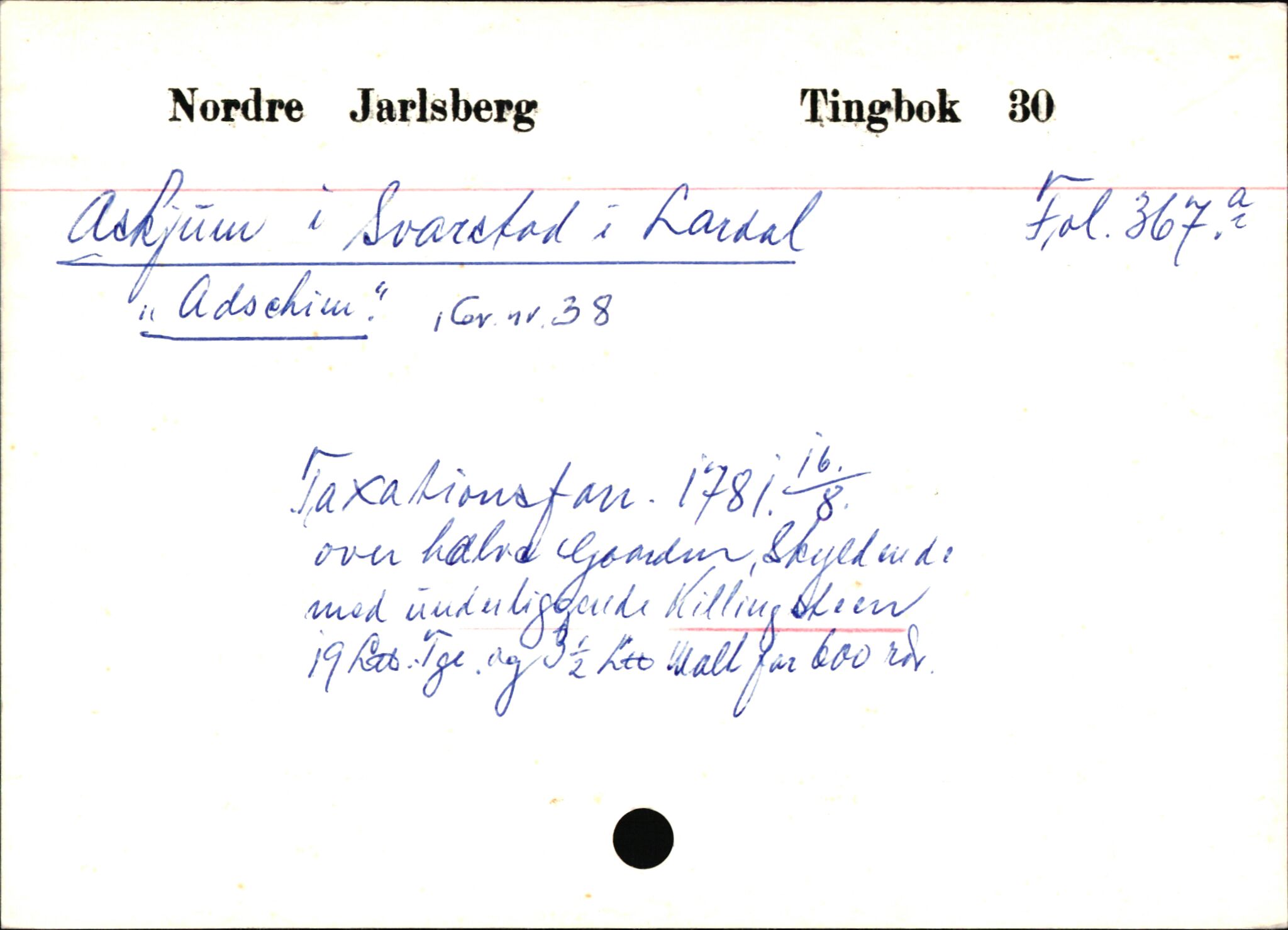 Statsarkivet i Kongsberg, AV/SAKO-A-0001/E/Ed/L0002/0007: Registerkort til avskrifter for eiendommer i Vestfold / Eiendommer i Lardal kommune, 1600-1950, p. 3