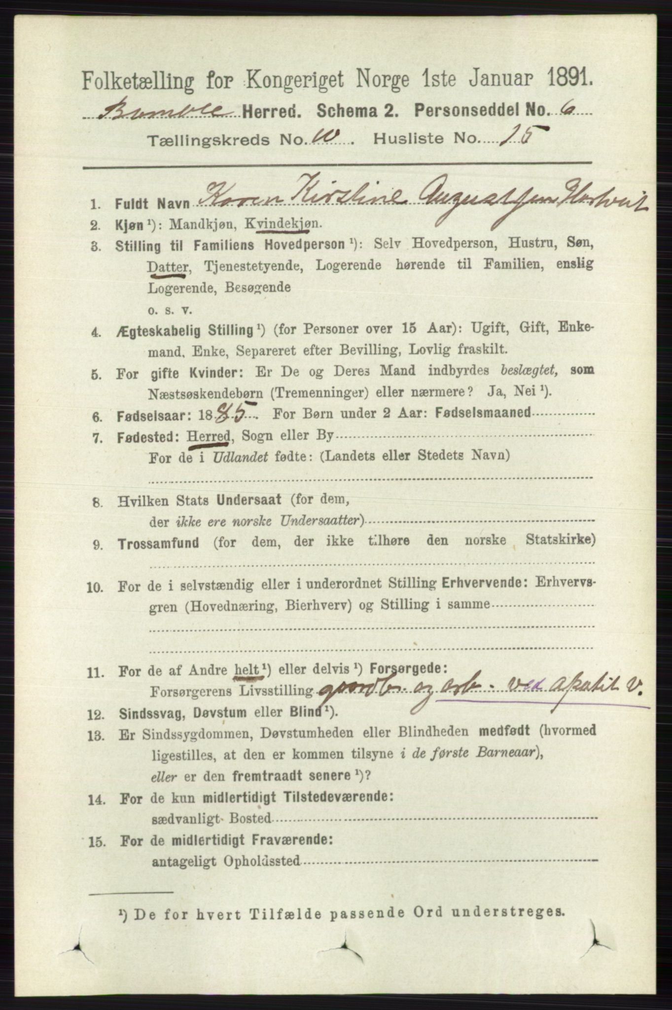RA, 1891 census for 0814 Bamble, 1891, p. 5882