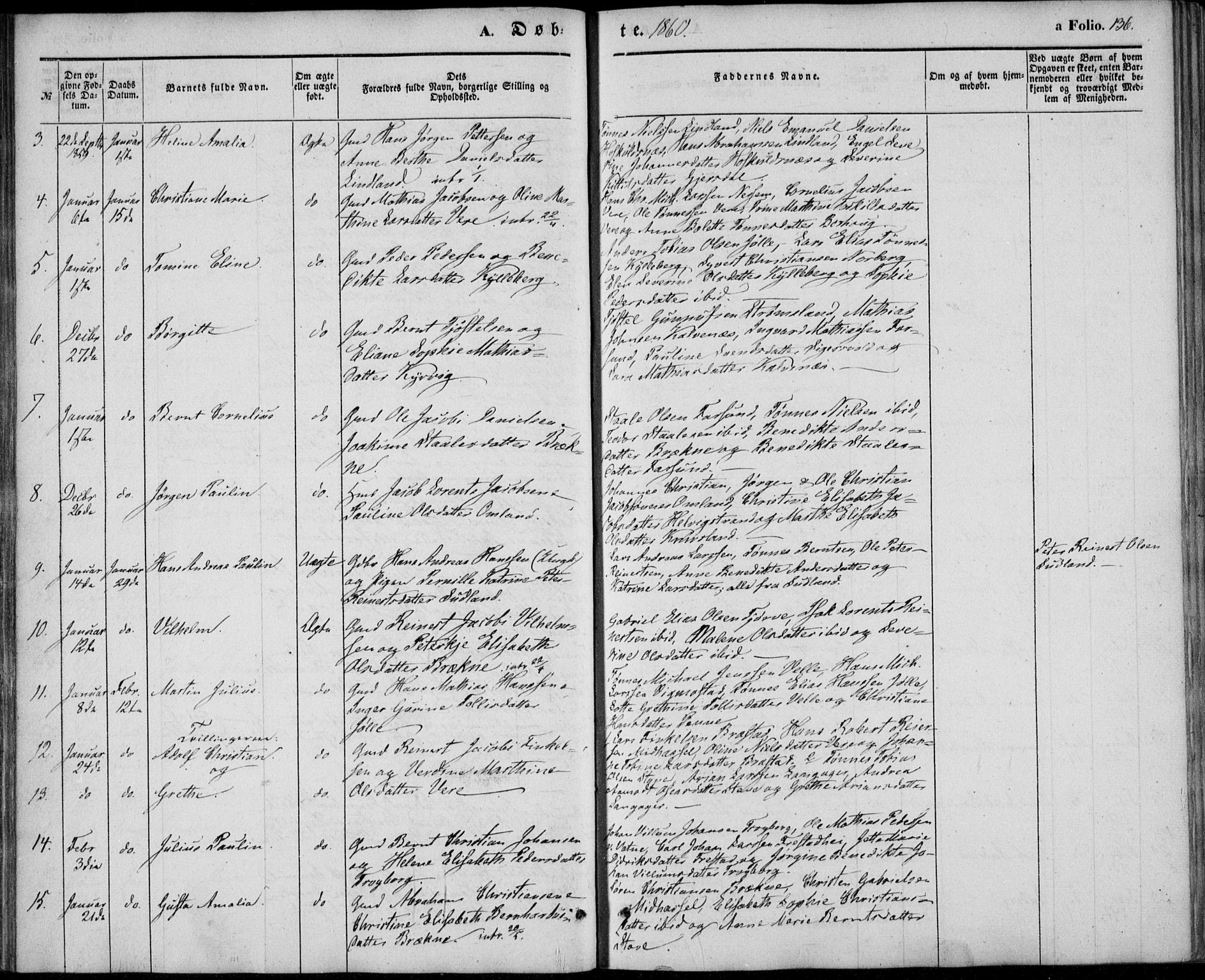 Lista sokneprestkontor, AV/SAK-1111-0027/F/Fb/L0002: Parish register (copy) no. B 2, 1847-1862, p. 136