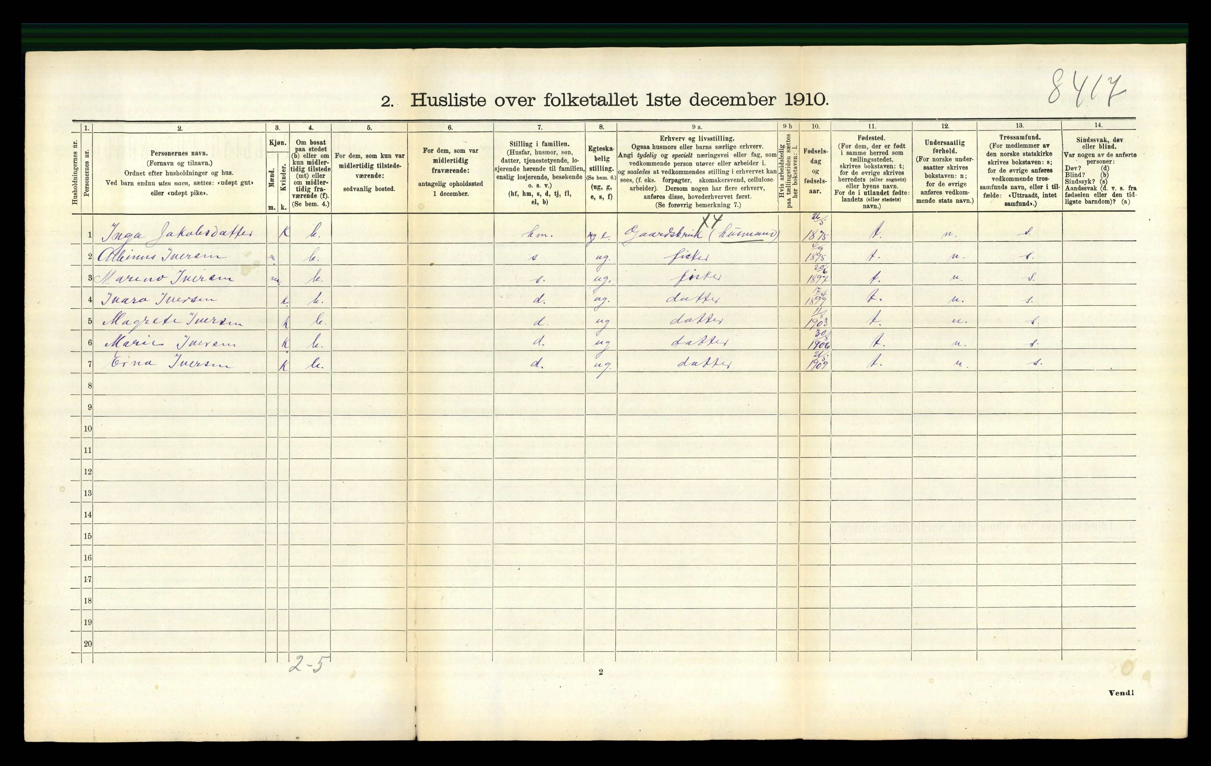 RA, 1910 census for Borge, 1910, p. 1390