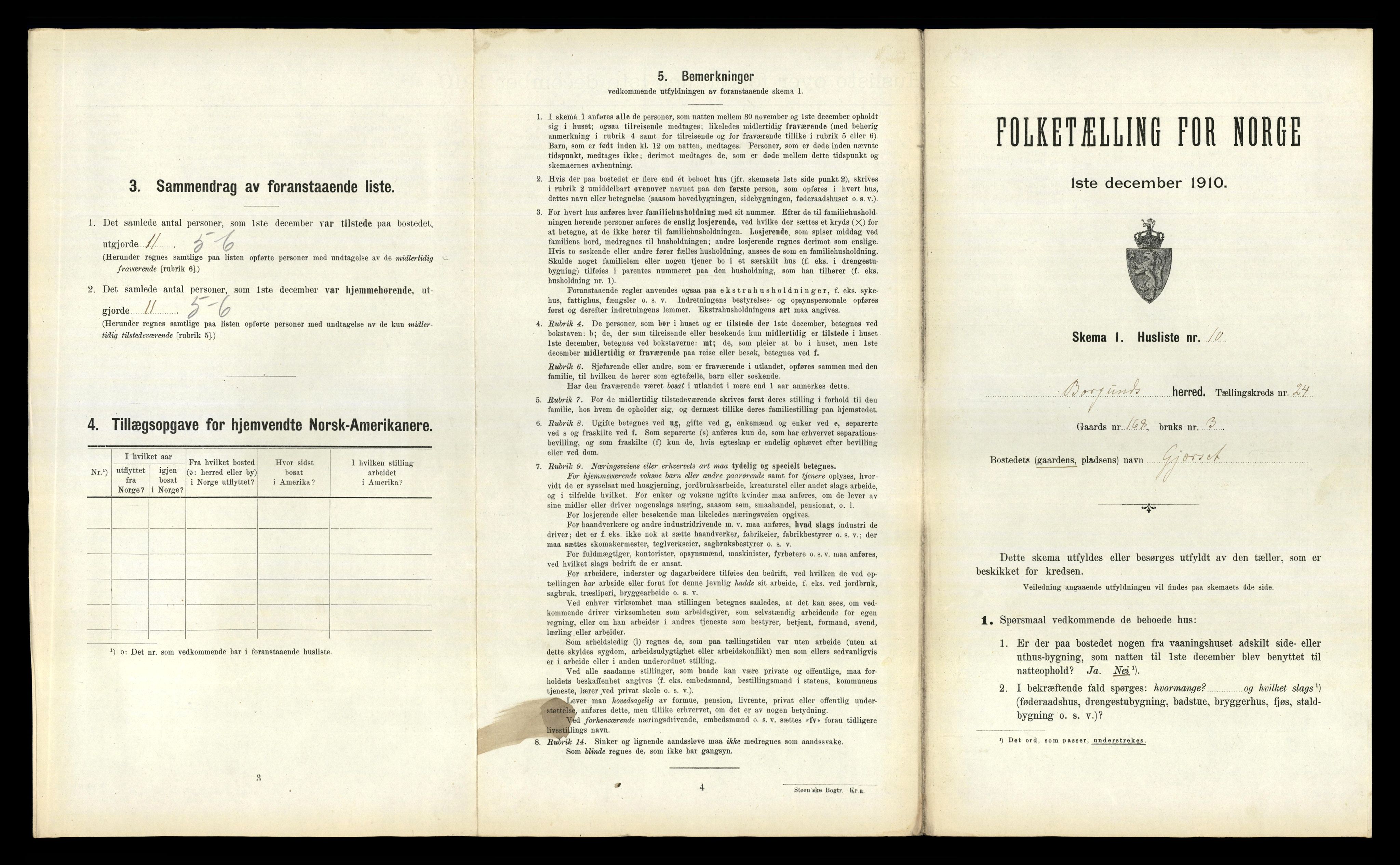 RA, 1910 census for Borgund, 1910, p. 1813