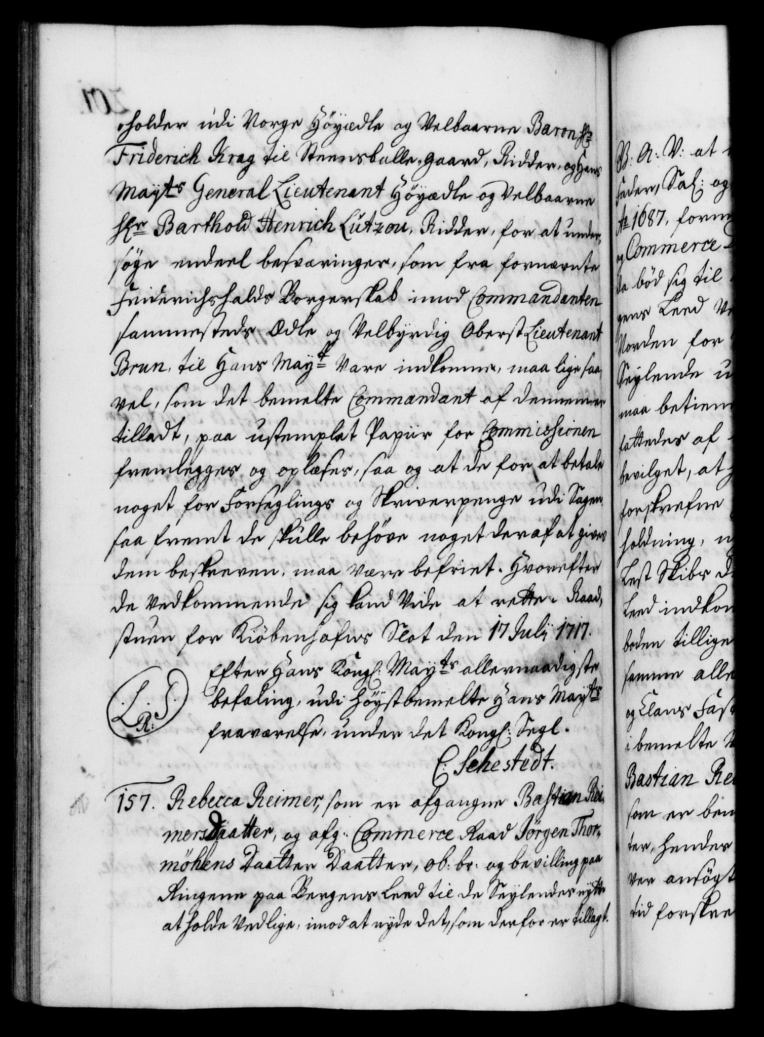 Danske Kanselli 1572-1799, AV/RA-EA-3023/F/Fc/Fca/Fcaa/L0022: Norske registre, 1716-1719, p. 201b