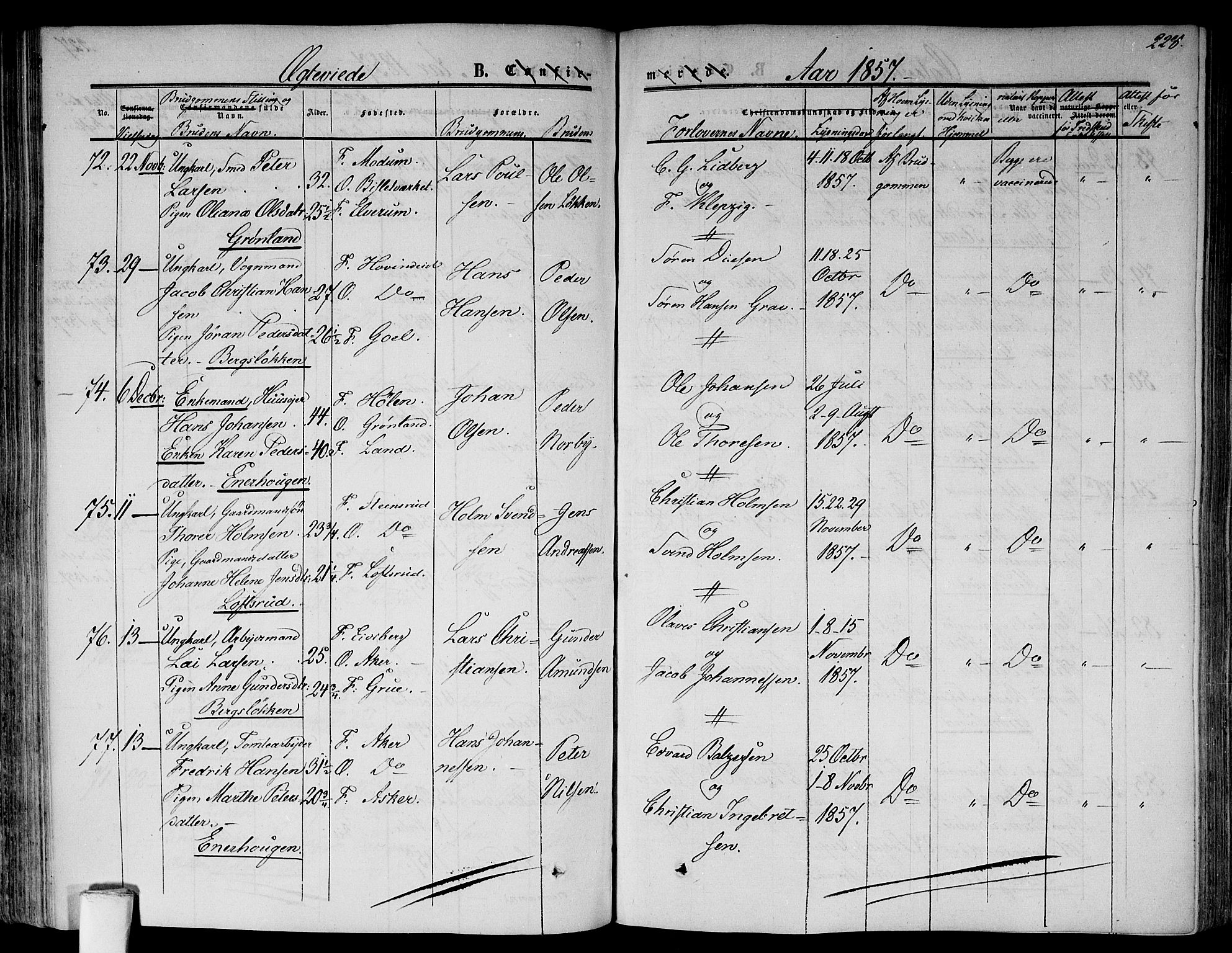Gamlebyen prestekontor Kirkebøker, SAO/A-10884/F/Fa/L0004: Parish register (official) no. 4, 1850-1857, p. 228