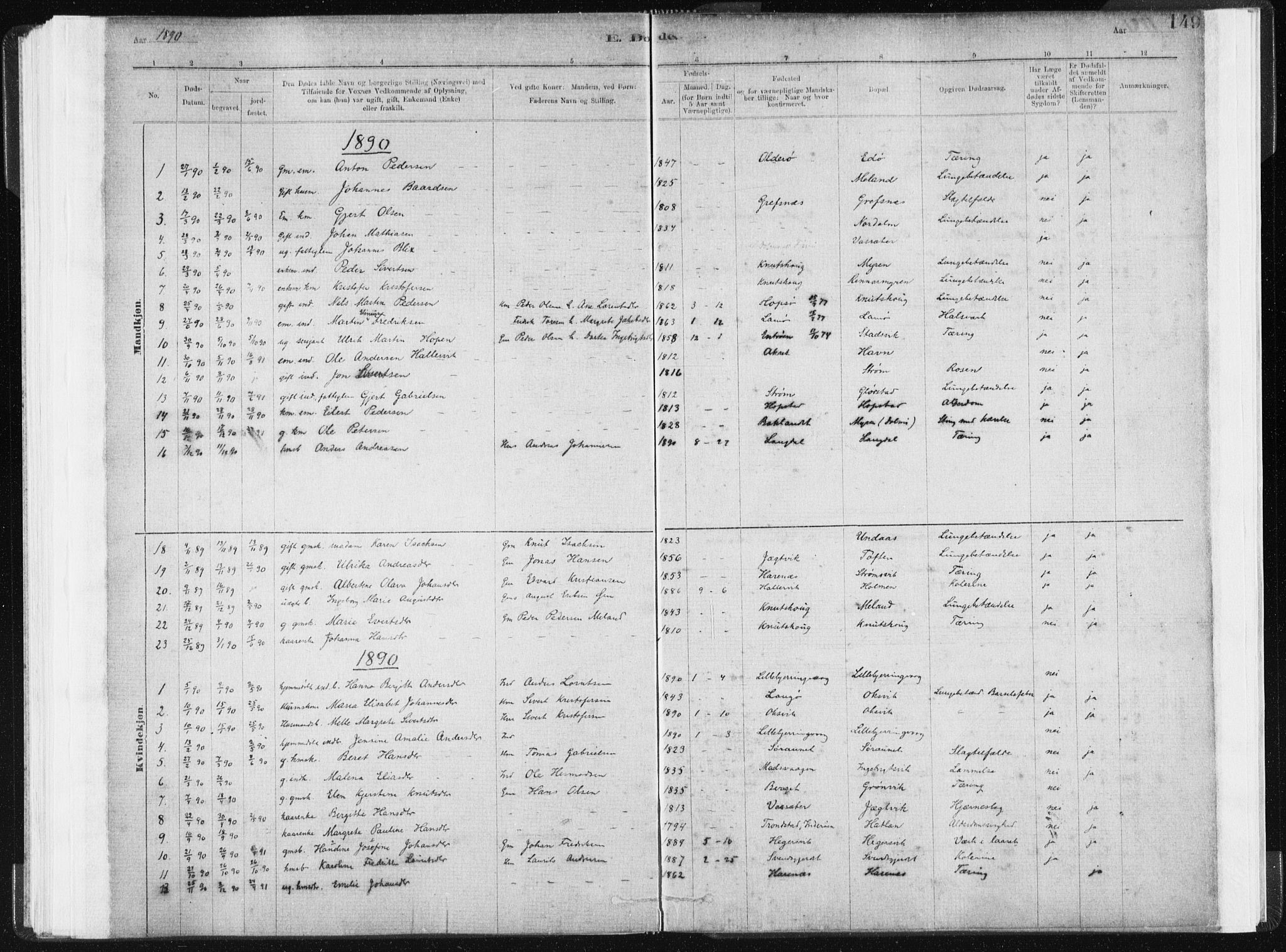 Ministerialprotokoller, klokkerbøker og fødselsregistre - Sør-Trøndelag, SAT/A-1456/634/L0533: Parish register (official) no. 634A09, 1882-1901, p. 149