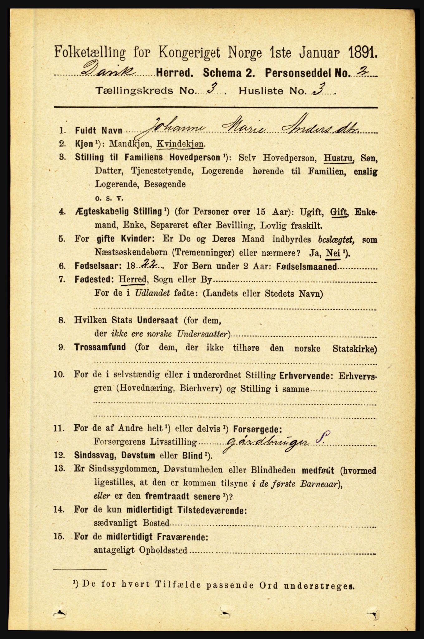 RA, 1891 census for 1442 Davik, 1891, p. 992