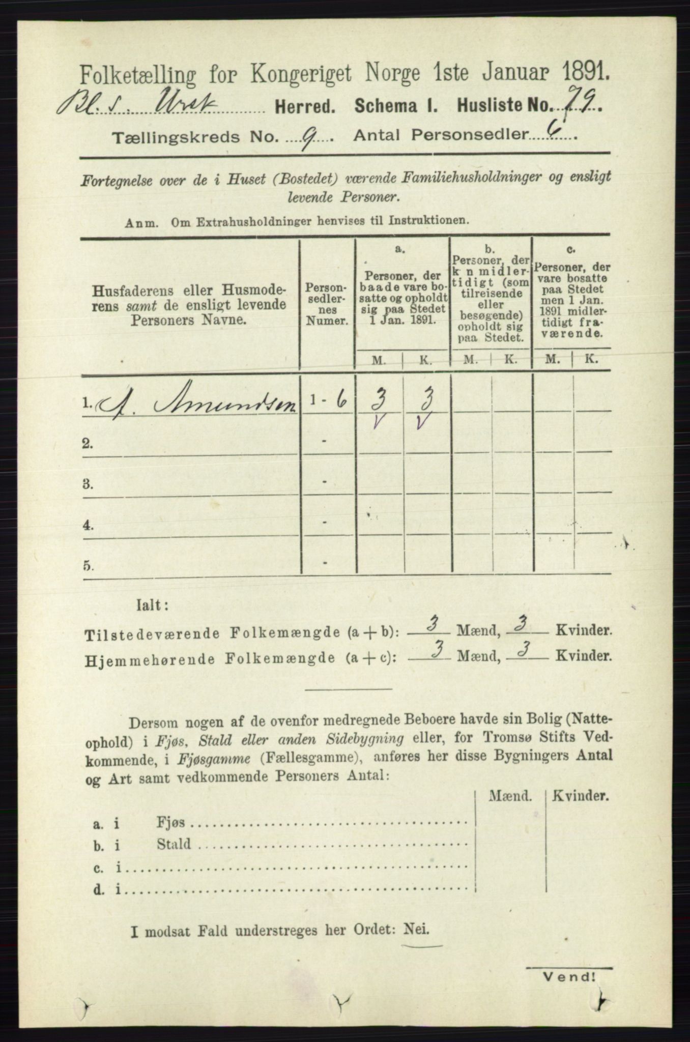 RA, 1891 census for 0224 Aurskog, 1891, p. 4498