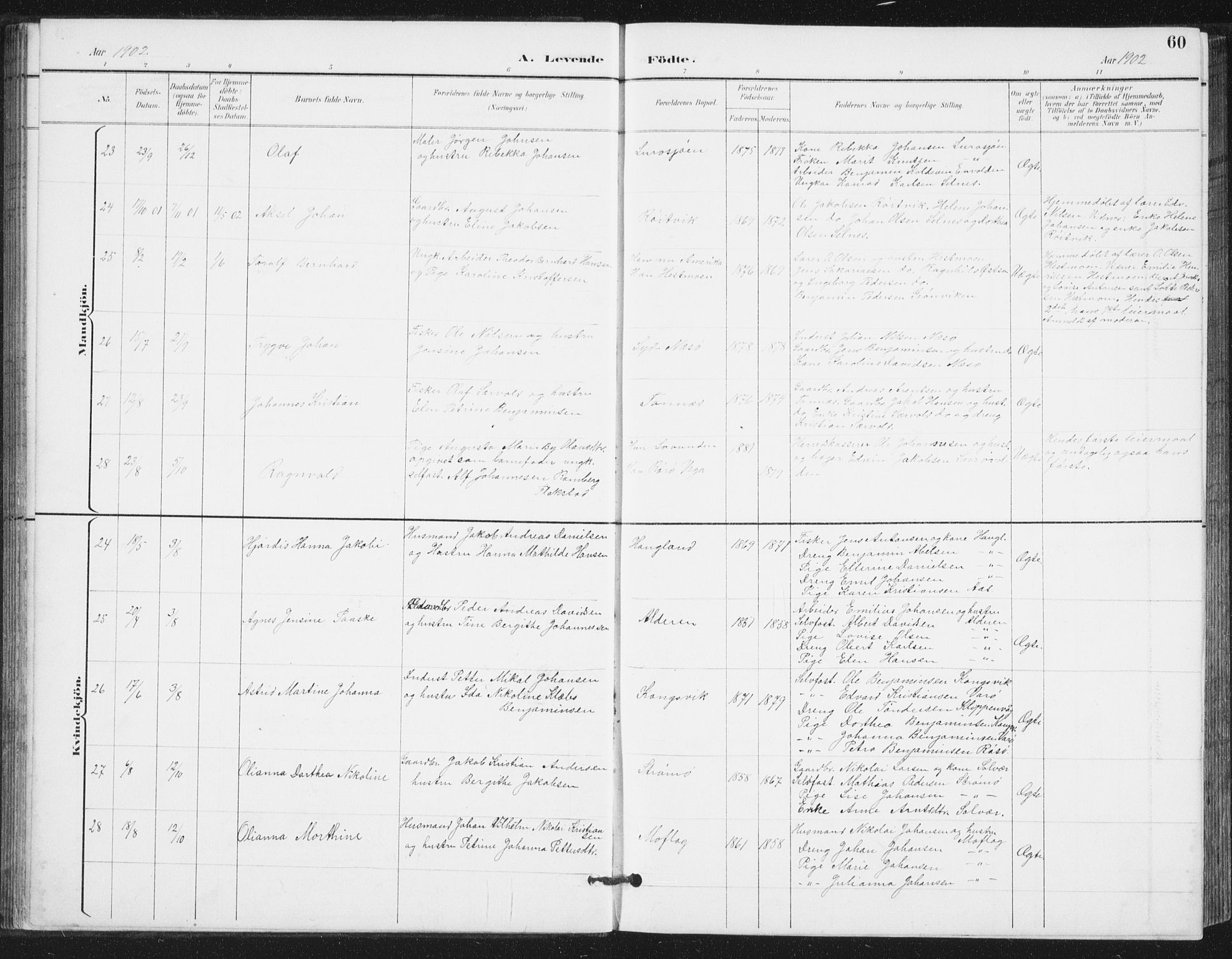 Ministerialprotokoller, klokkerbøker og fødselsregistre - Nordland, AV/SAT-A-1459/839/L0573: Parish register (copy) no. 839C03, 1892-1917, p. 60