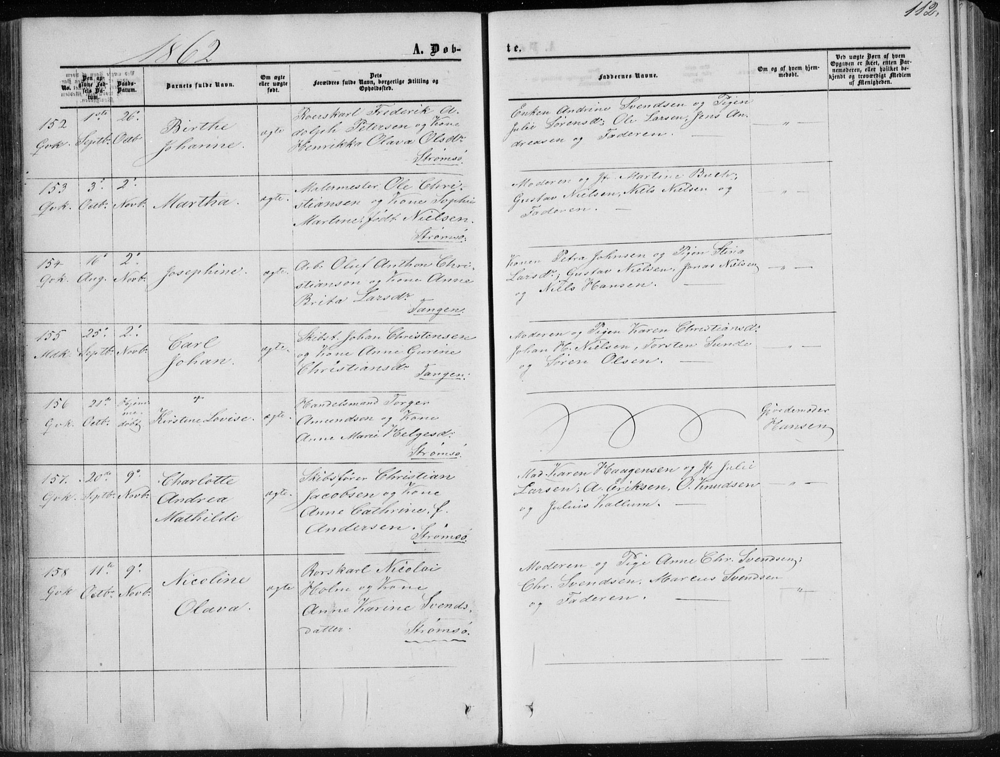 Strømsø kirkebøker, AV/SAKO-A-246/F/Fa/L0015: Parish register (official) no. I 15, 1859-1868, p. 112