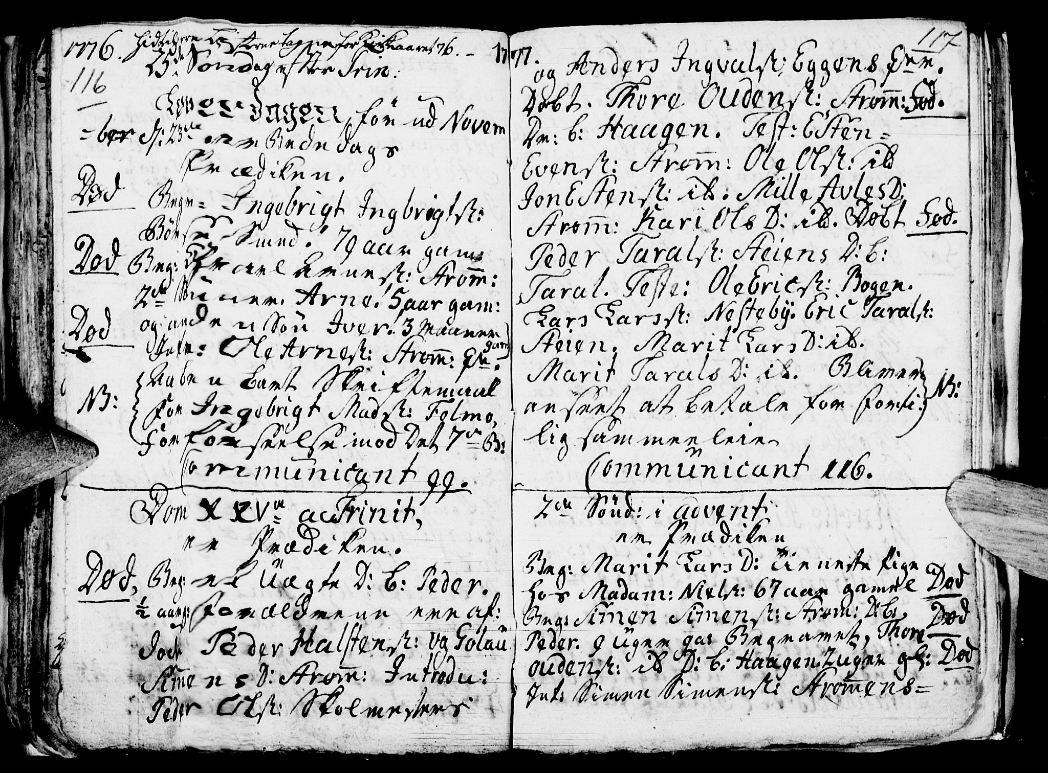 Tynset prestekontor, SAH/PREST-058/H/Ha/Hab/L0009: Parish register (official) no. 9, 1769-1781, p. 116-117