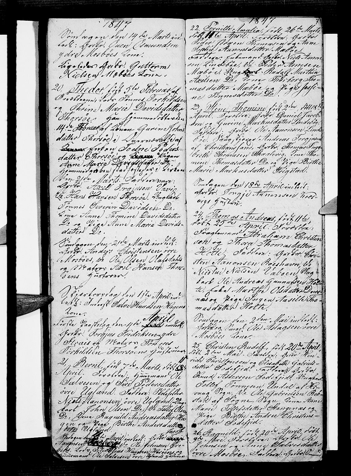 Oddernes sokneprestkontor, AV/SAK-1111-0033/F/Fb/Fba/L0005: Parish register (copy) no. B 5, 1846-1859, p. 7