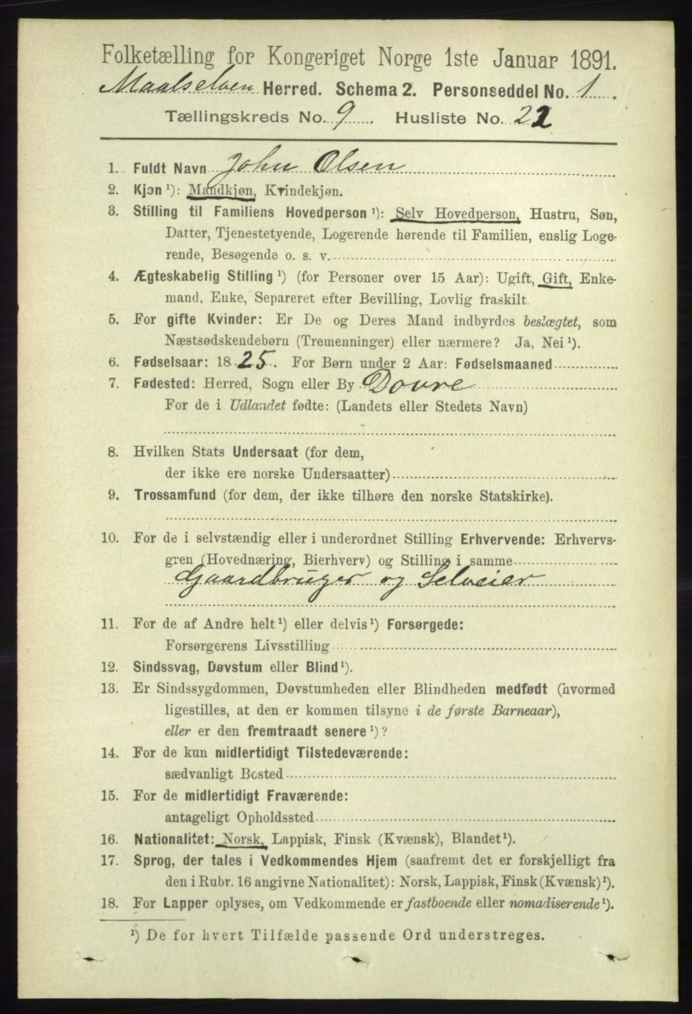 RA, 1891 census for 1924 Målselv, 1891, p. 2900