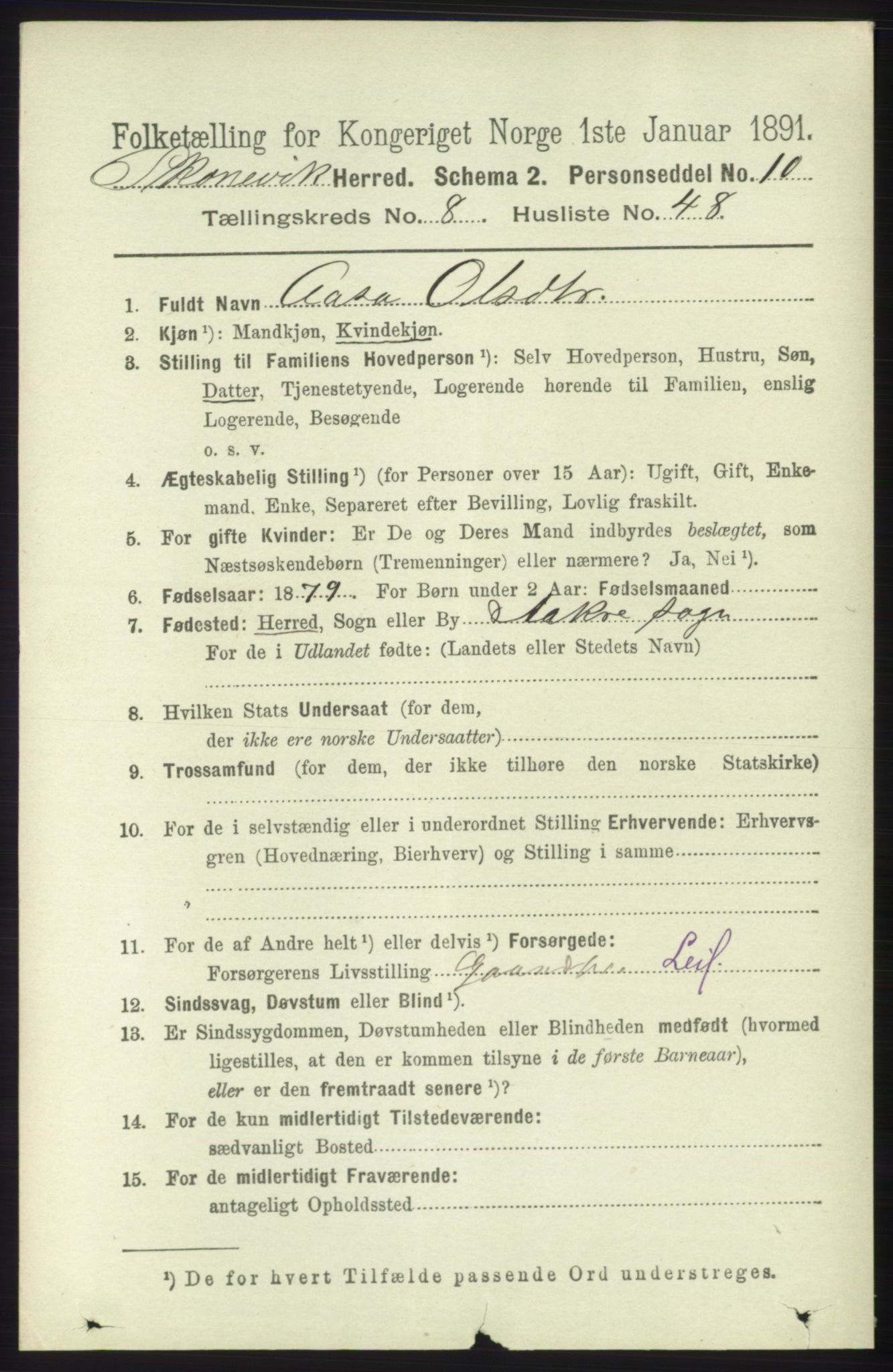 RA, 1891 census for 1212 Skånevik, 1891, p. 2486