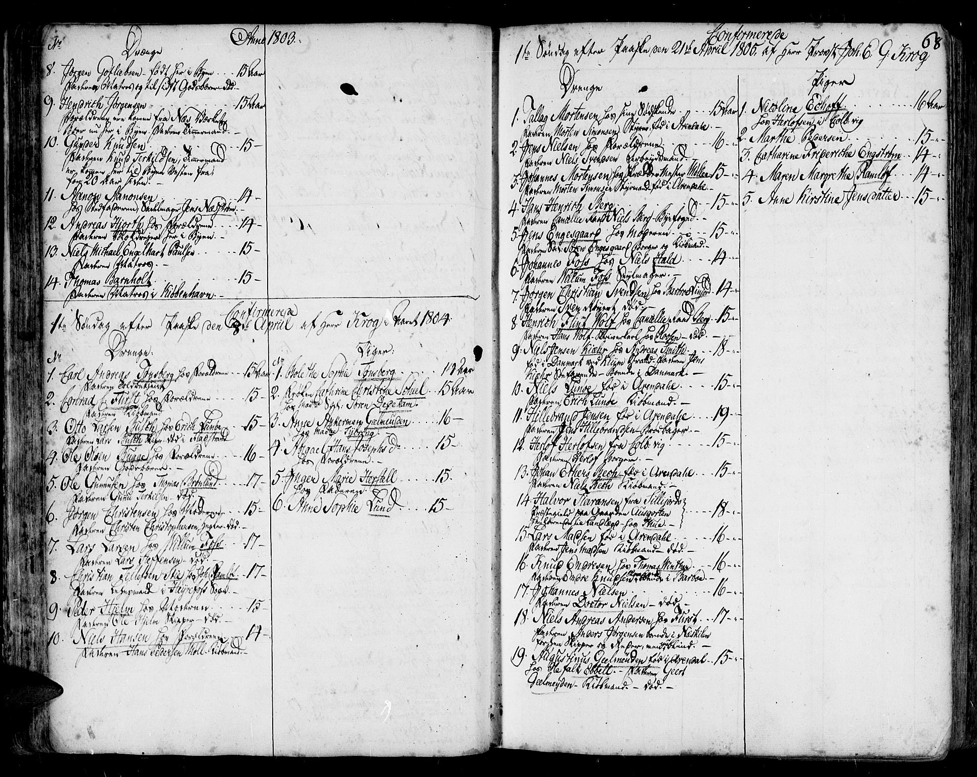 Arendal sokneprestkontor, Trefoldighet, SAK/1111-0040/F/Fa/L0001: Parish register (official) no. A 1, 1703-1815, p. 68