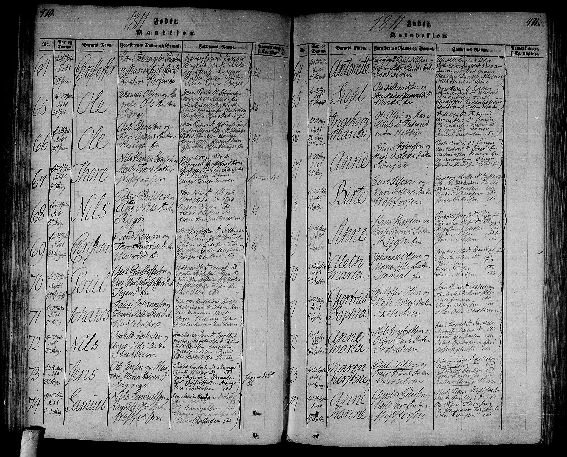 Eiker kirkebøker, SAKO/A-4/F/Fa/L0010: Parish register (official) no. I 10, 1806-1815, p. 470-471