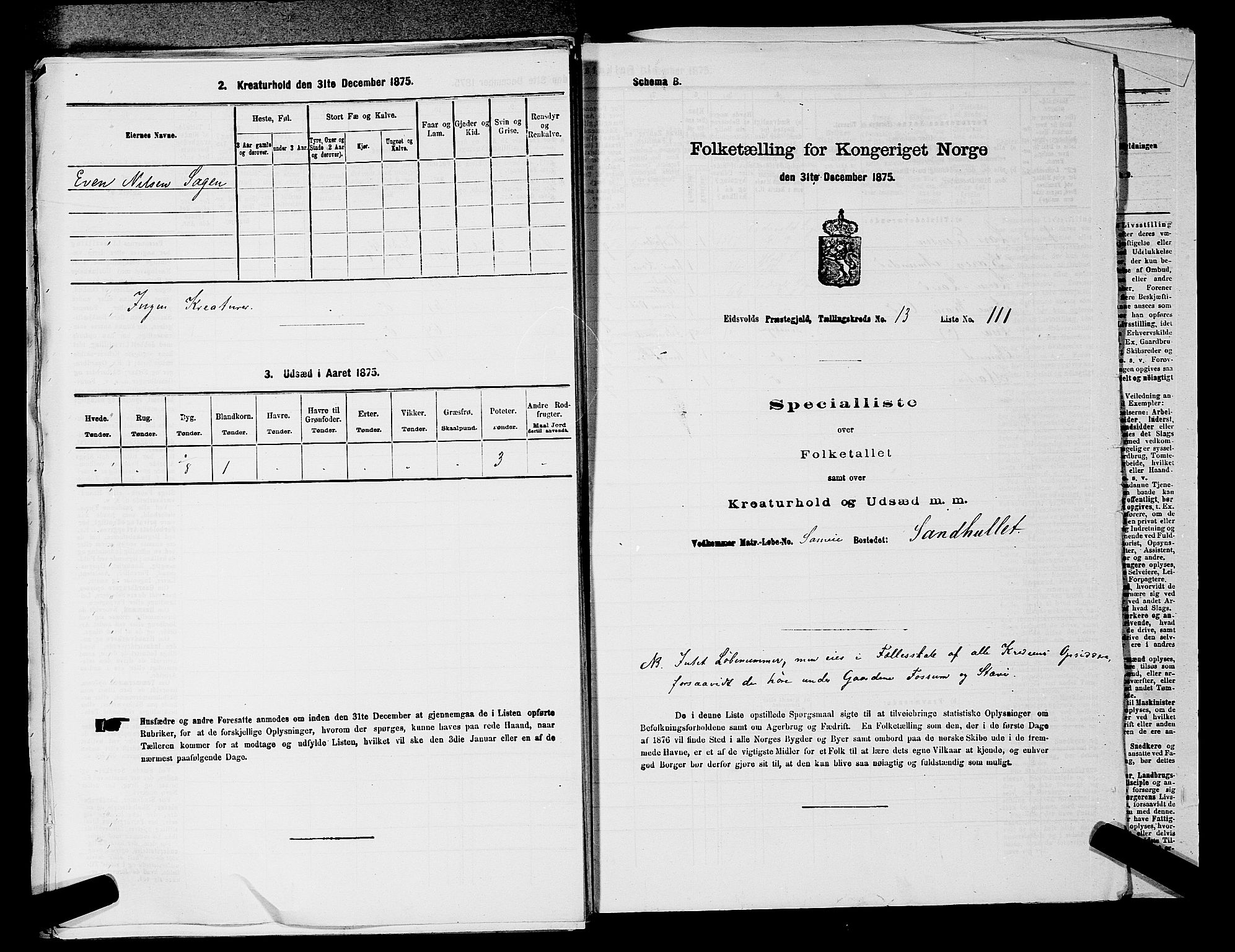 RA, 1875 census for 0237P Eidsvoll, 1875, p. 2280