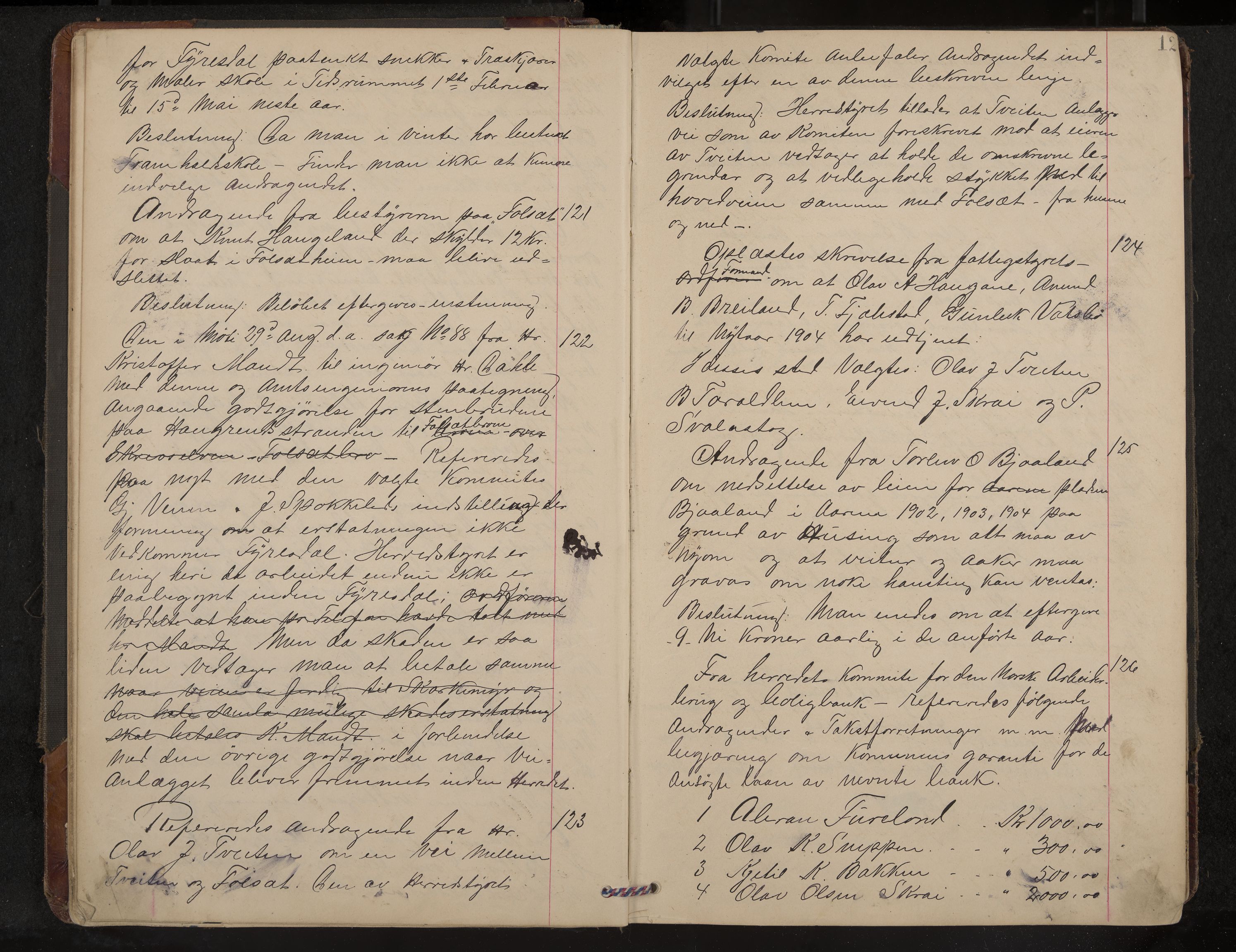 Fyresdal formannskap og sentraladministrasjon, IKAK/0831021-1/Aa/L0004: Møtebok, 1903-1911, p. 12