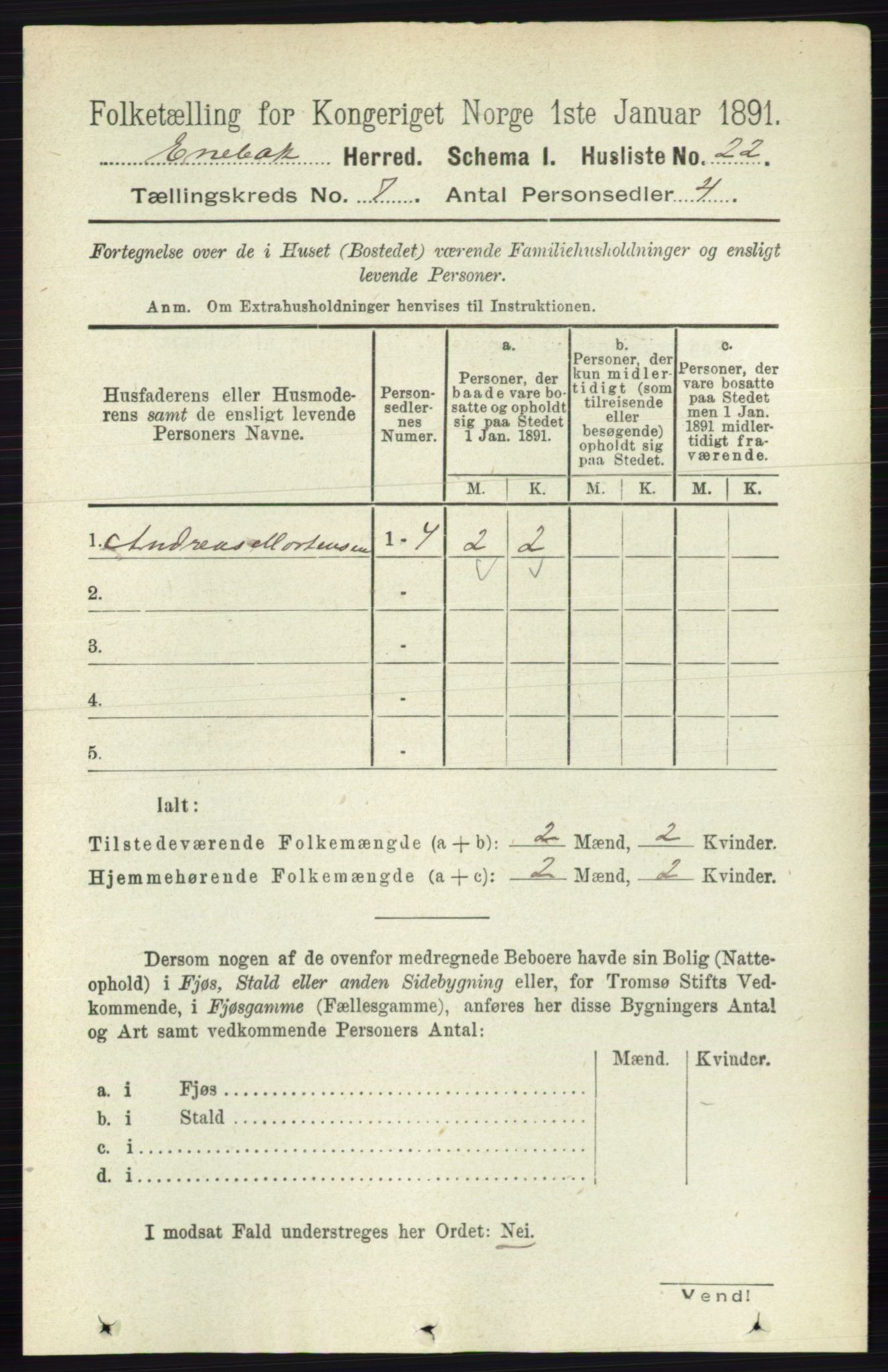 RA, 1891 census for 0229 Enebakk, 1891, p. 3508