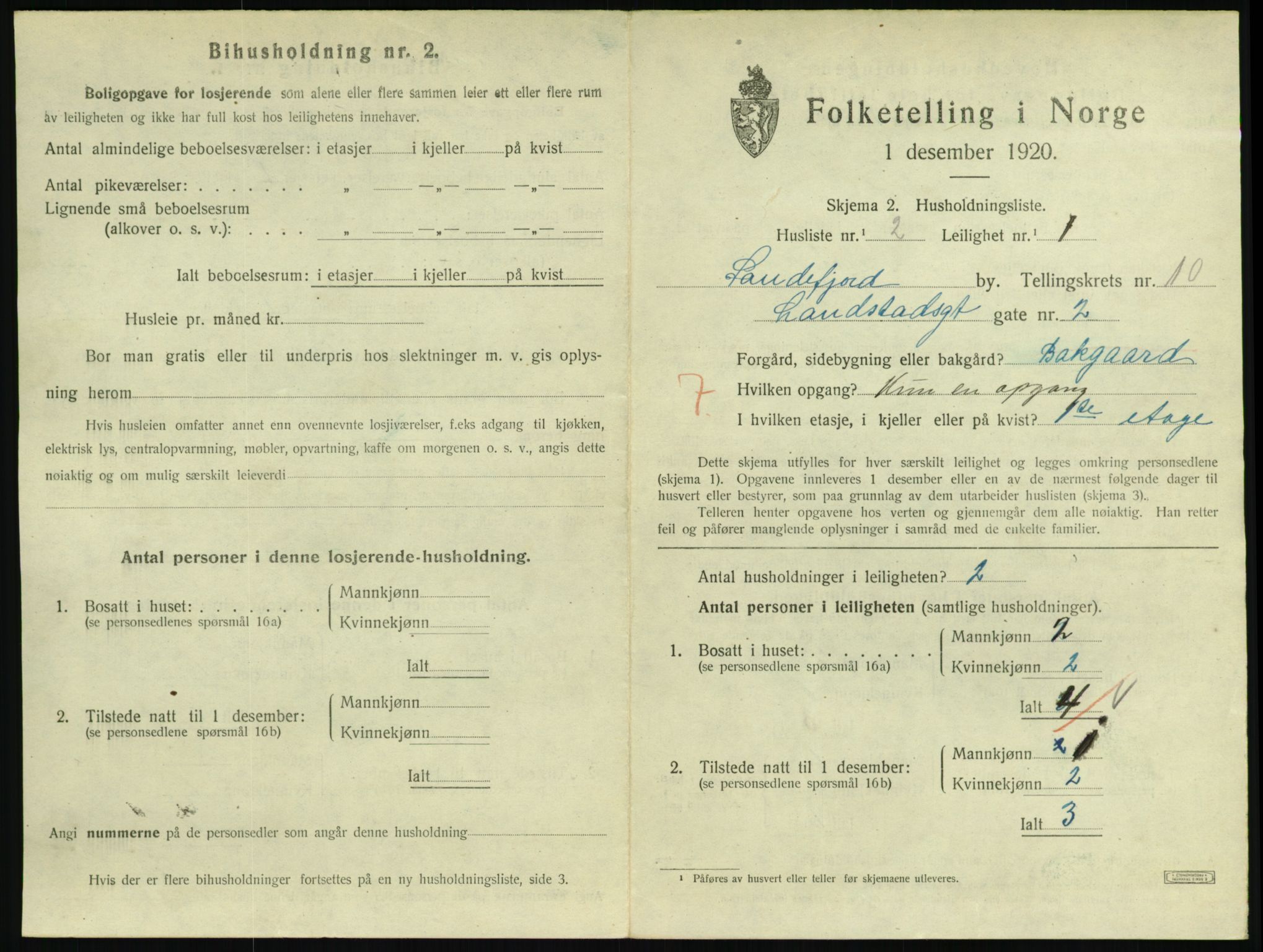 SAKO, 1920 census for Sandefjord, 1920, p. 3822