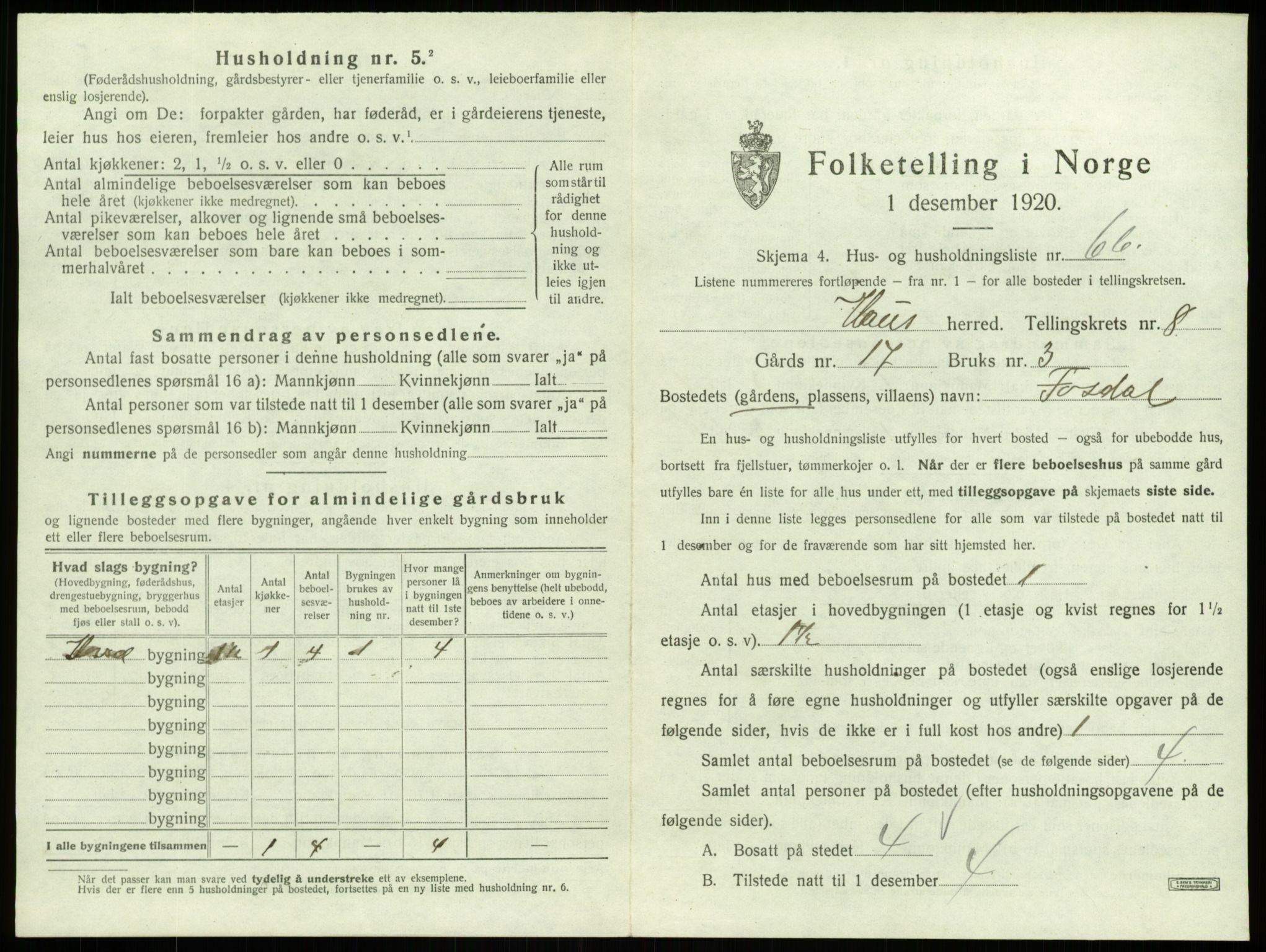 SAB, 1920 census for Haus, 1920, p. 630