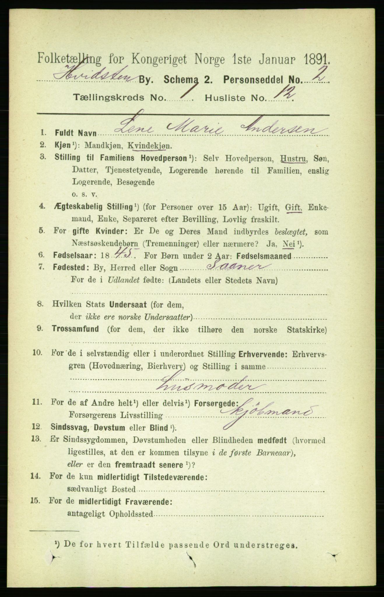 RA, 1891 census for 0202 Hvitsten, 1891, p. 69