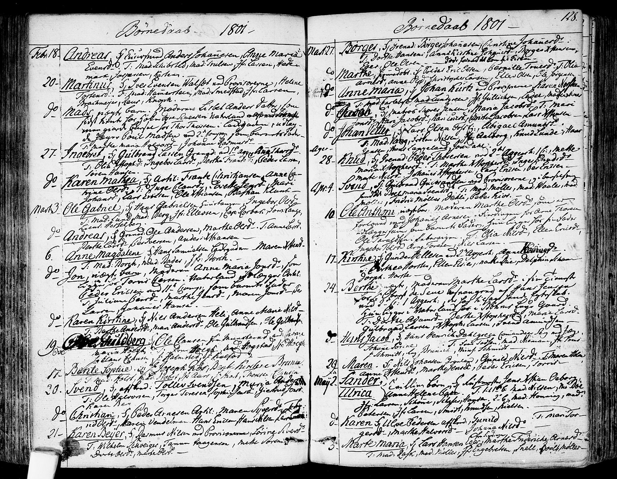 Garnisonsmenigheten Kirkebøker, AV/SAO-A-10846/F/Fa/L0003: Parish register (official) no. 3, 1777-1809, p. 128