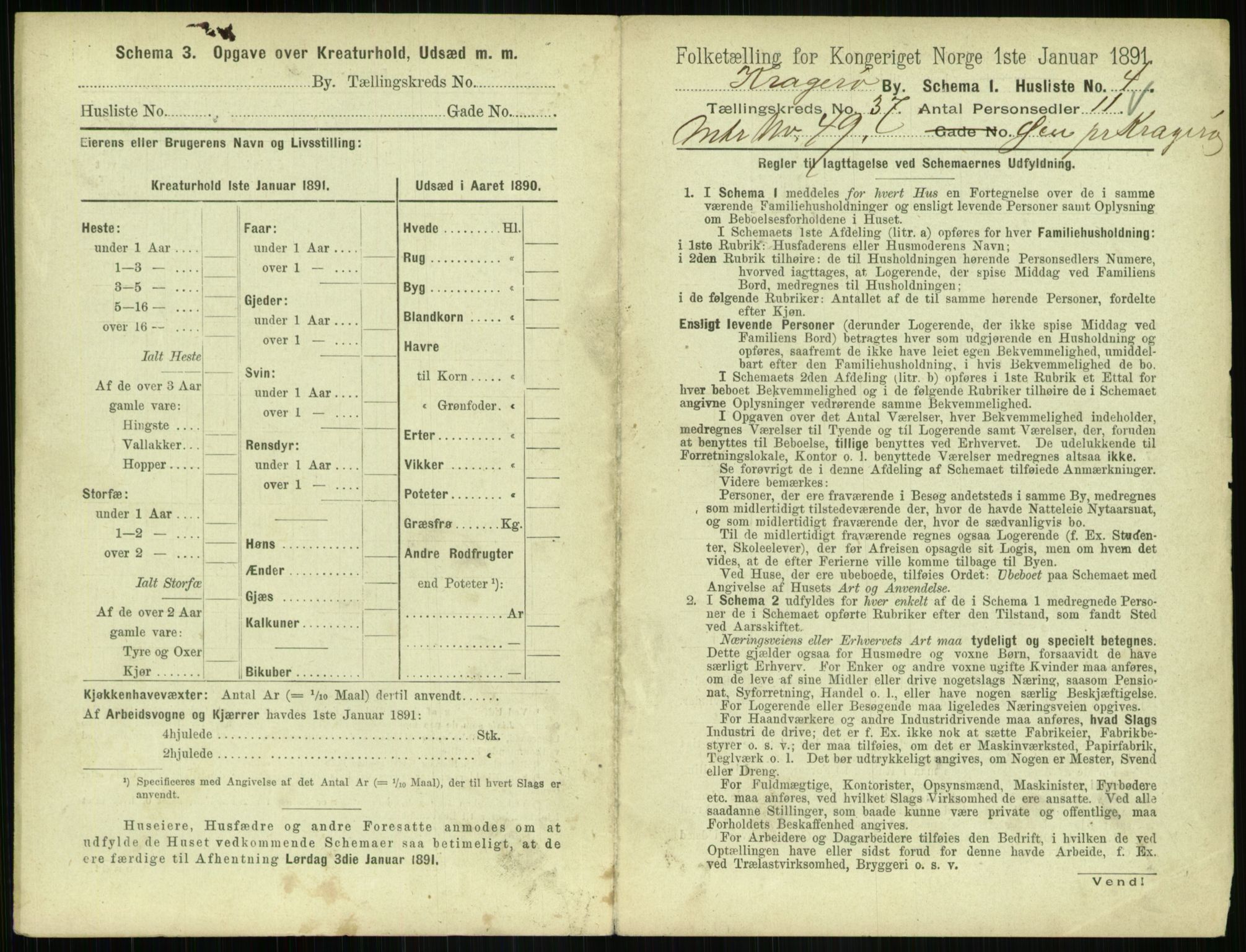 RA, 1891 census for 0801 Kragerø, 1891, p. 1452