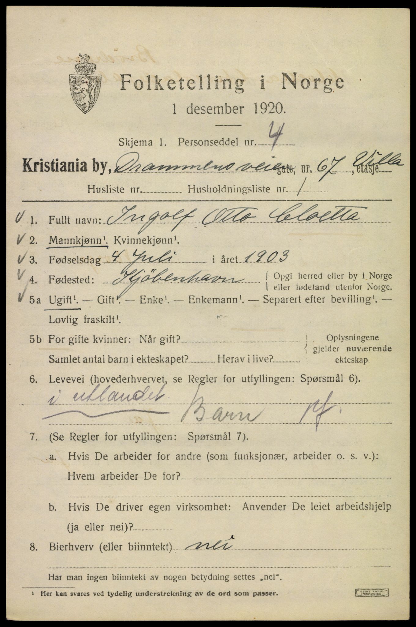 SAO, 1920 census for Kristiania, 1920, p. 202213