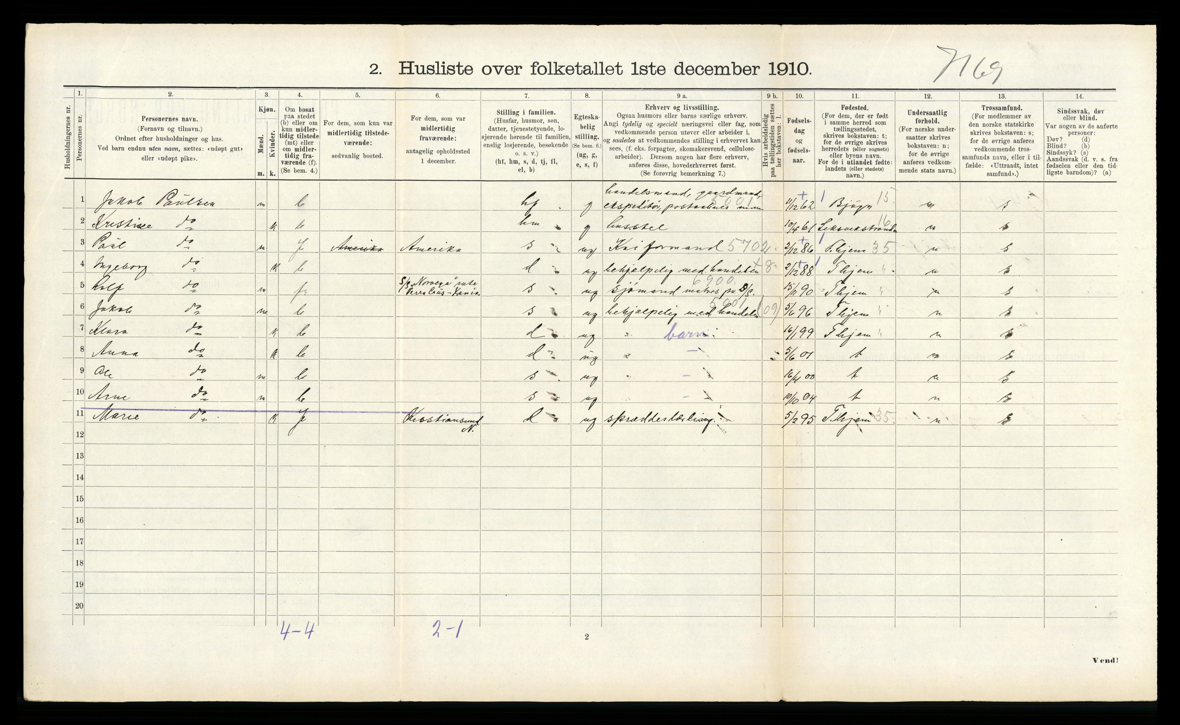 RA, 1910 census for Hitra, 1910, p. 854