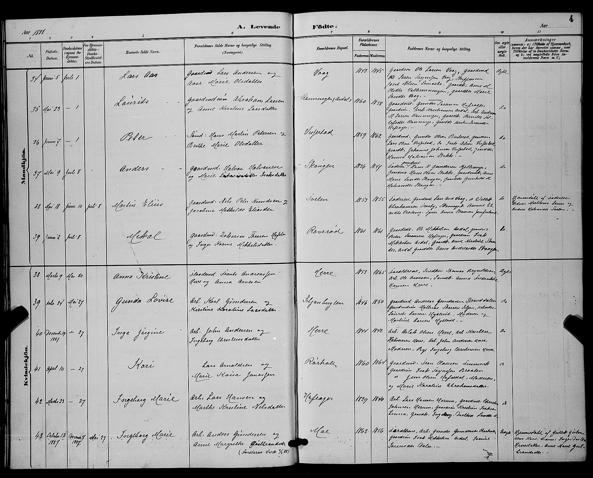 Bamble kirkebøker, AV/SAKO-A-253/G/Ga/L0009: Parish register (copy) no. I 9, 1888-1900, p. 4