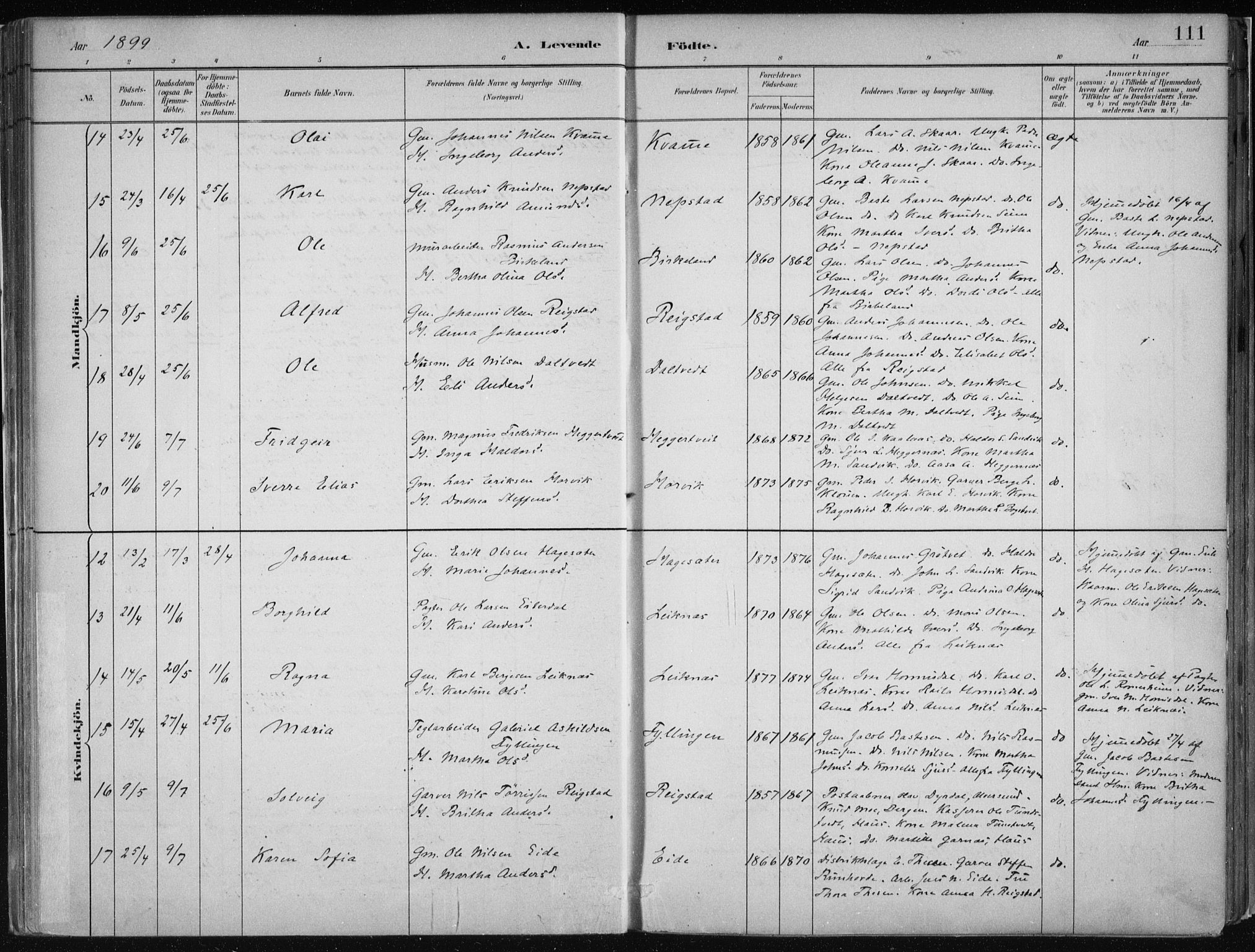 Hamre sokneprestembete, AV/SAB-A-75501/H/Ha/Haa/Haab/L0001: Parish register (official) no. B  1, 1882-1905, p. 111