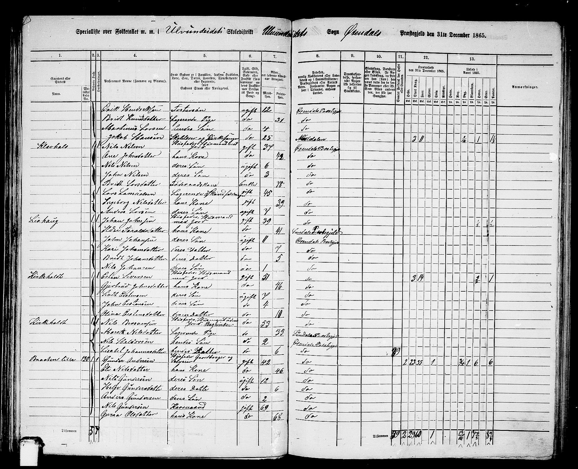 RA, 1865 census for Øksendal, 1865, p. 53