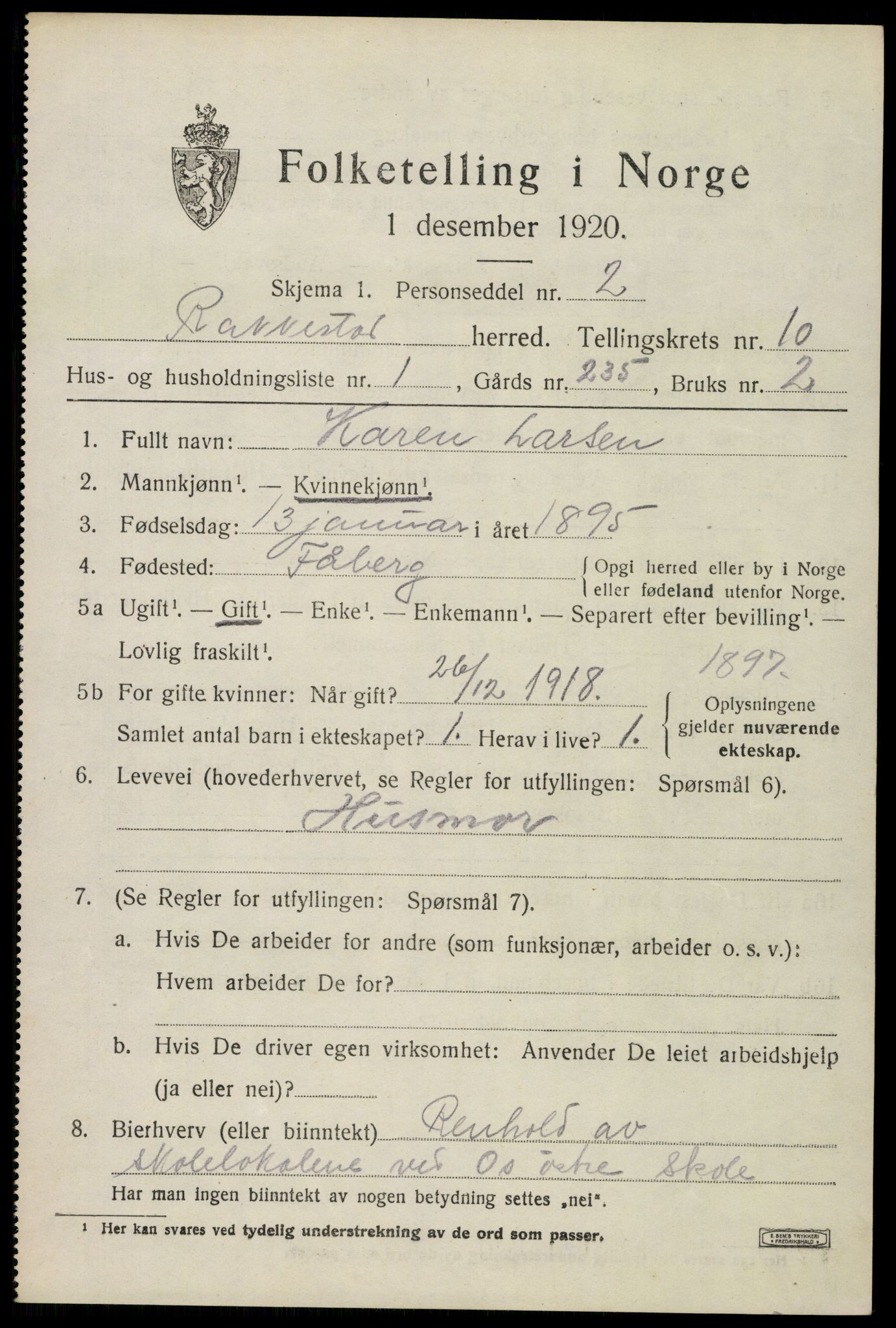 SAO, 1920 census for Rakkestad, 1920, p. 8511