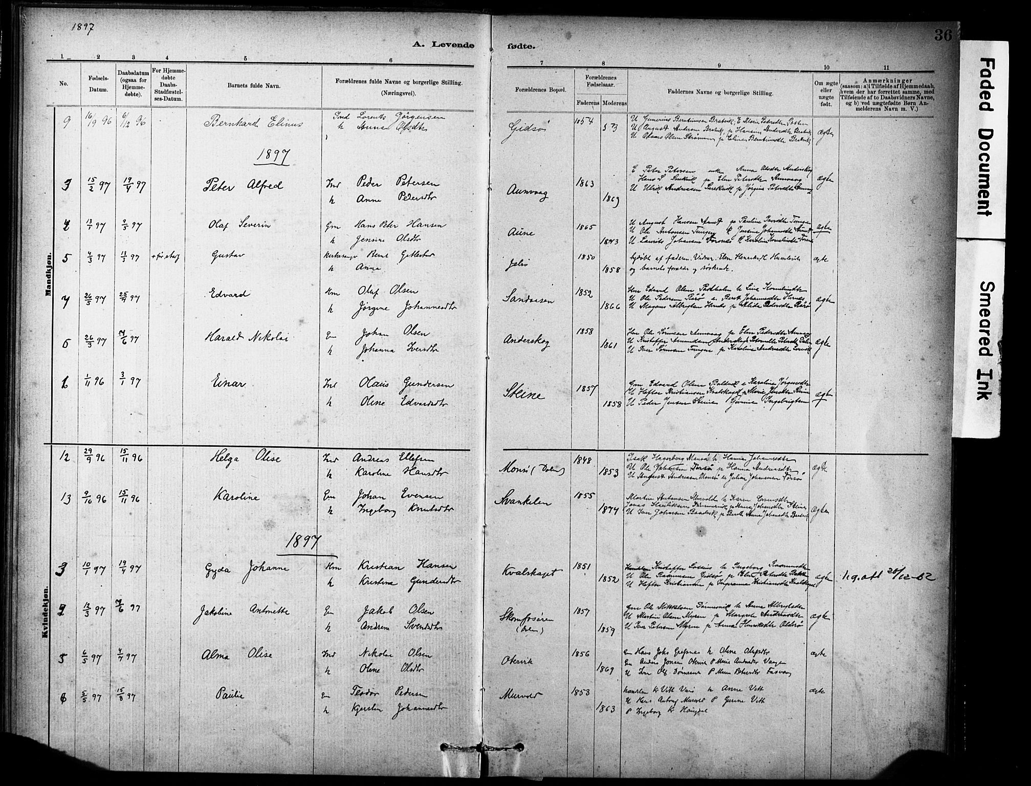 Ministerialprotokoller, klokkerbøker og fødselsregistre - Sør-Trøndelag, SAT/A-1456/635/L0551: Parish register (official) no. 635A01, 1882-1899, p. 36