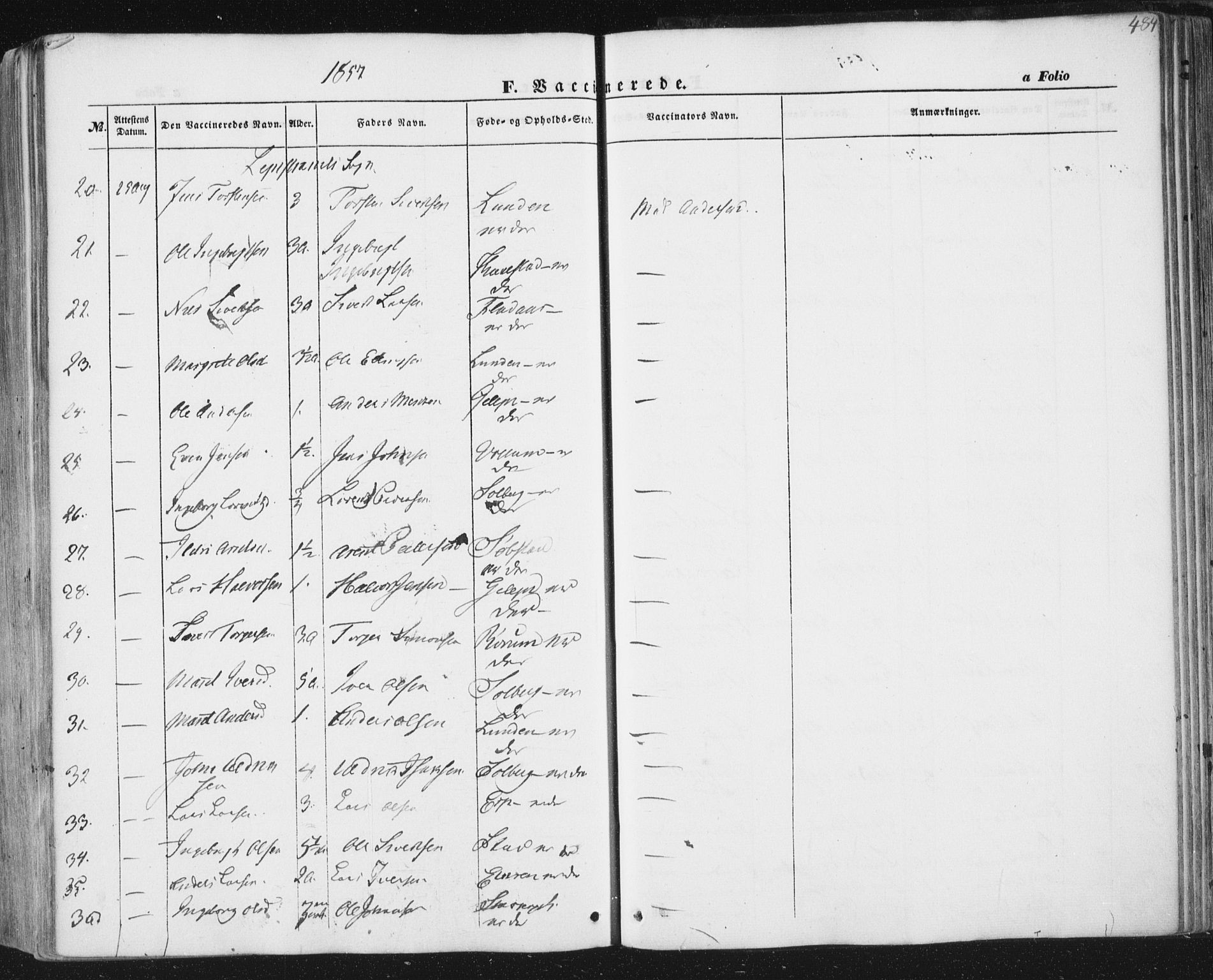 Ministerialprotokoller, klokkerbøker og fødselsregistre - Sør-Trøndelag, AV/SAT-A-1456/691/L1076: Parish register (official) no. 691A08, 1852-1861, p. 484