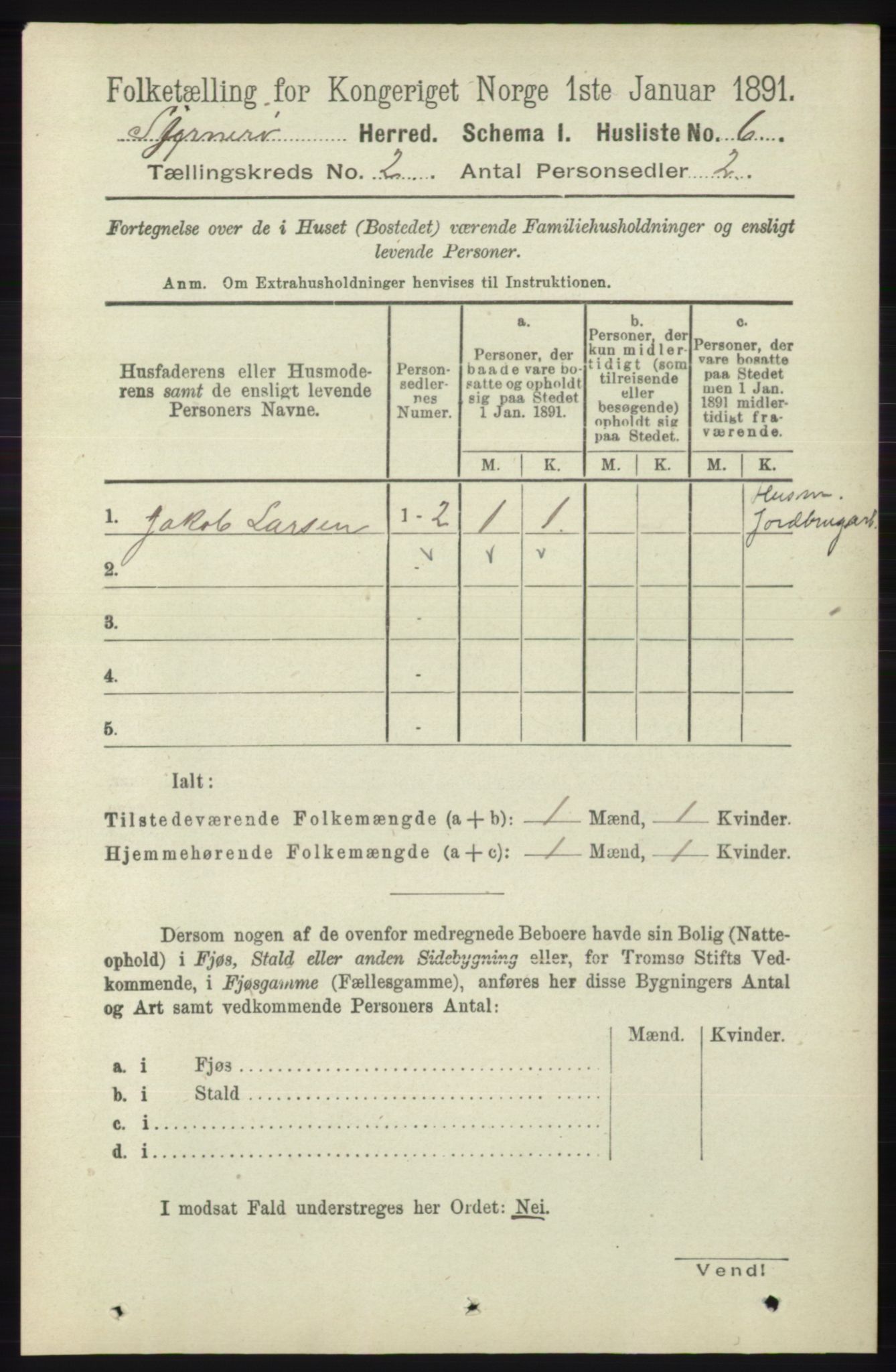 RA, 1891 census for 1140 Sjernarøy, 1891, p. 226