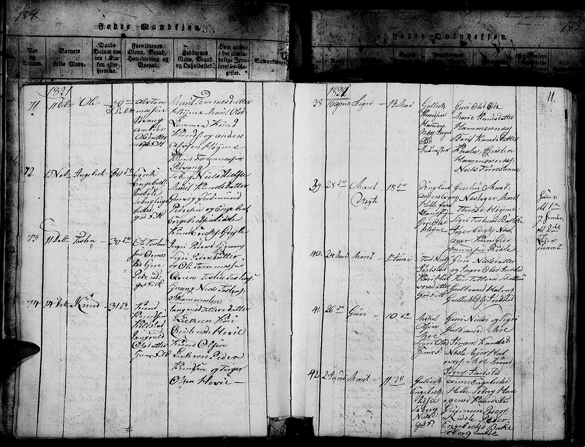 Slidre prestekontor, SAH/PREST-134/H/Ha/Haa/L0002: Parish register (official) no. 2, 1814-1830, p. 184k