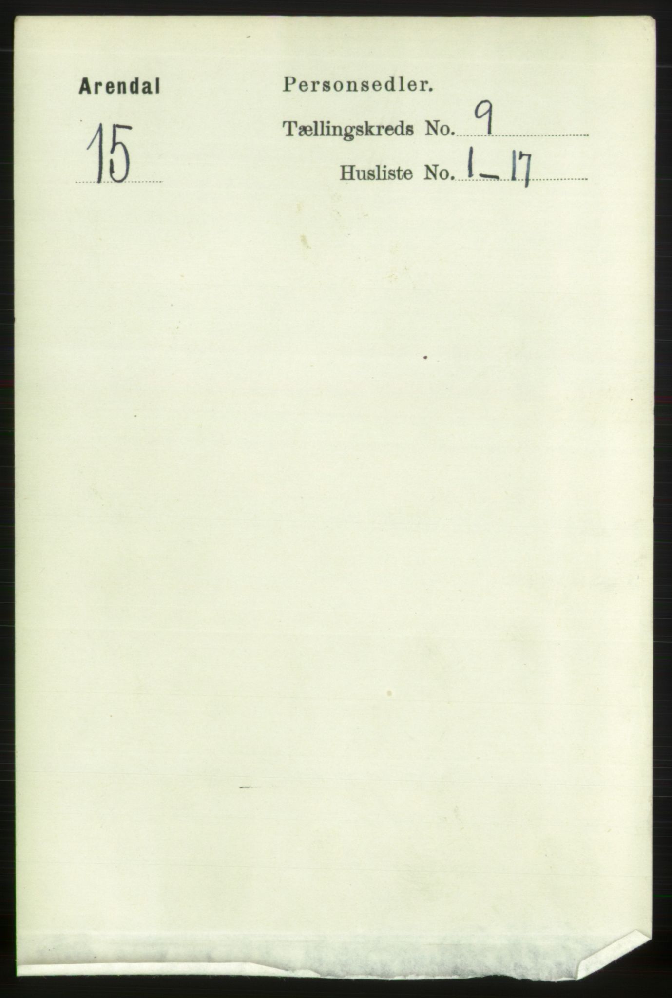 RA, 1891 census for 0903 Arendal, 1891, p. 3219